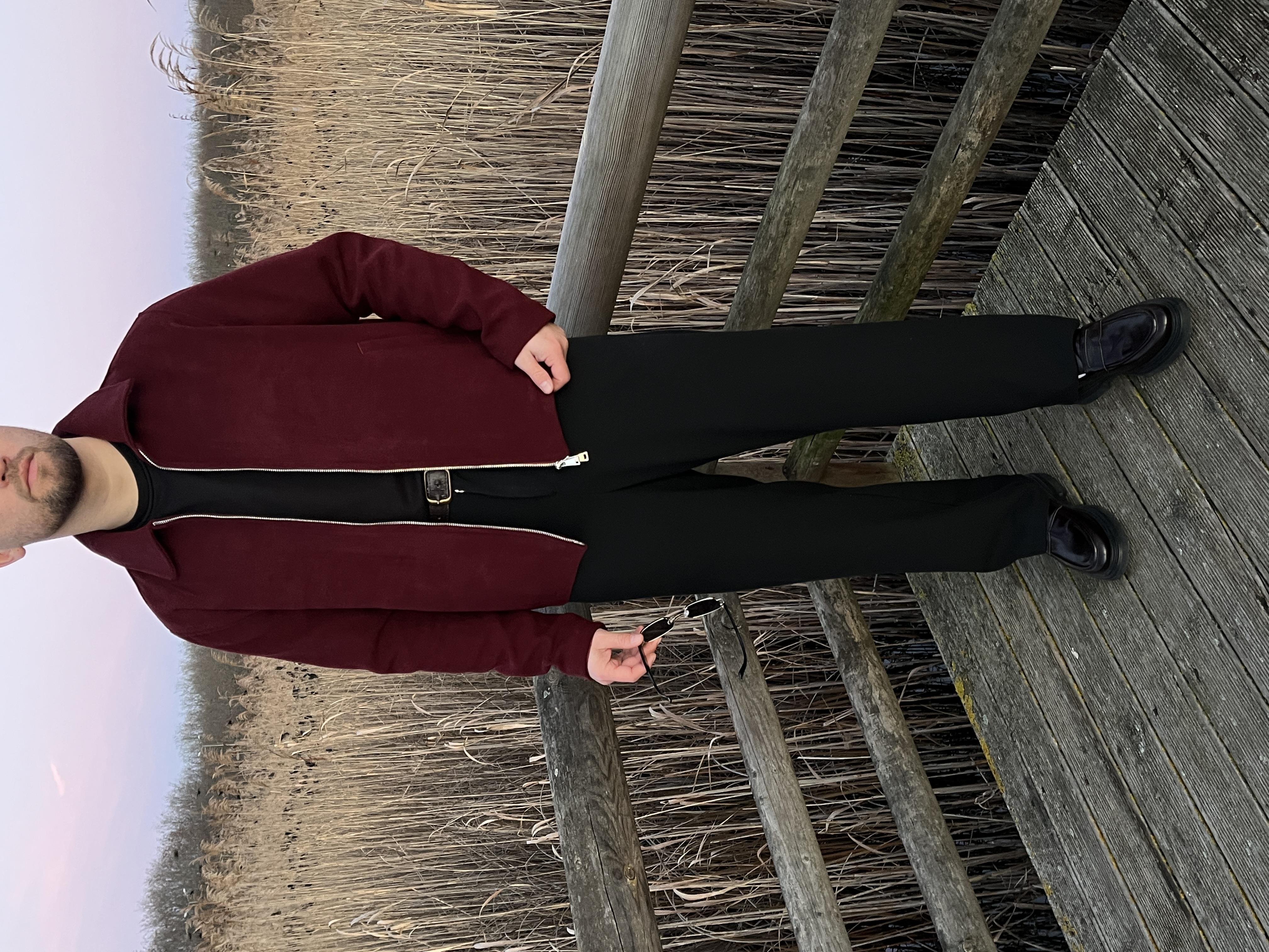Bordo Kaşe Casual Ceket