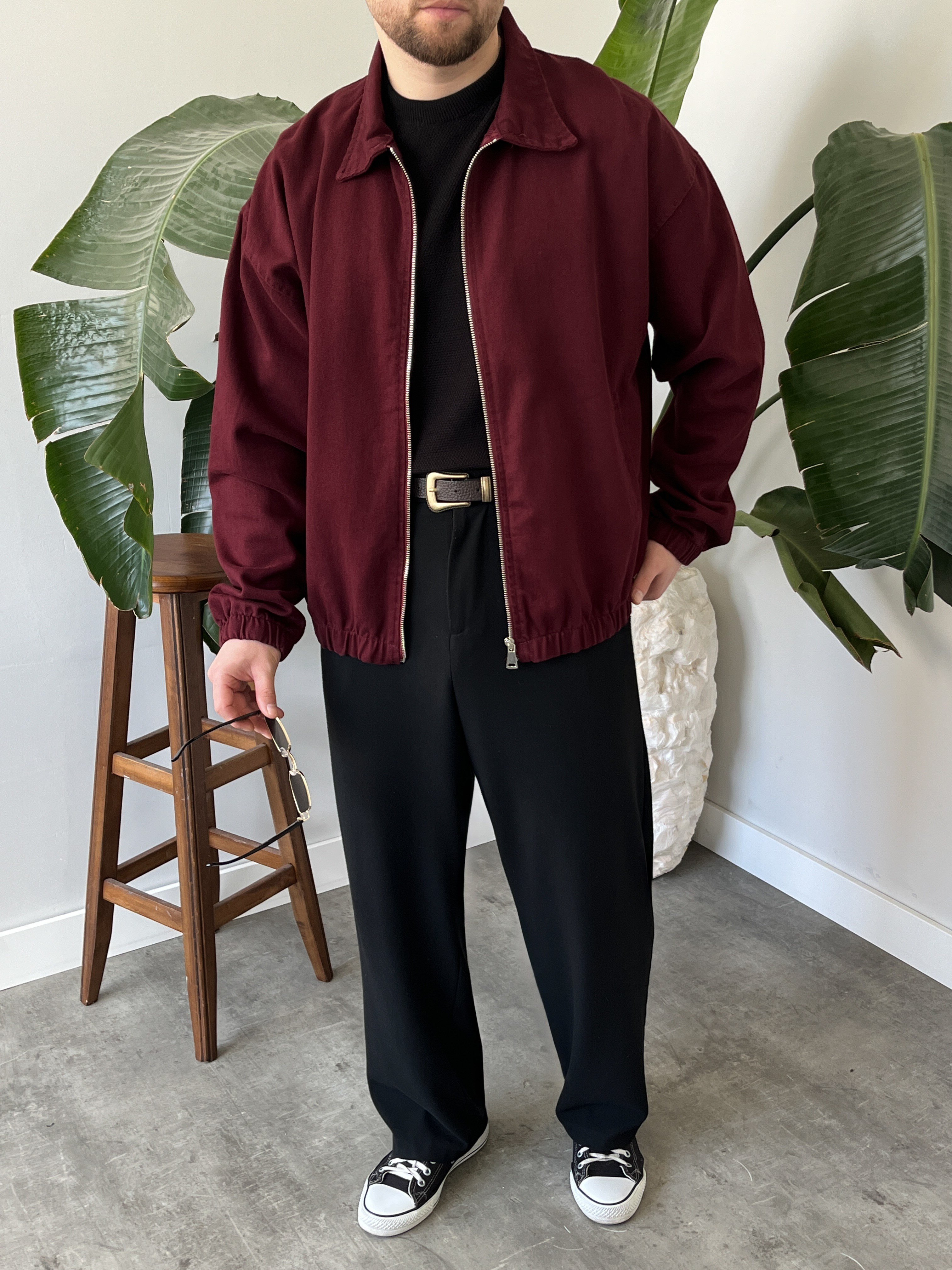 Bordo Mevsimlik Oversize Bomber Ceket