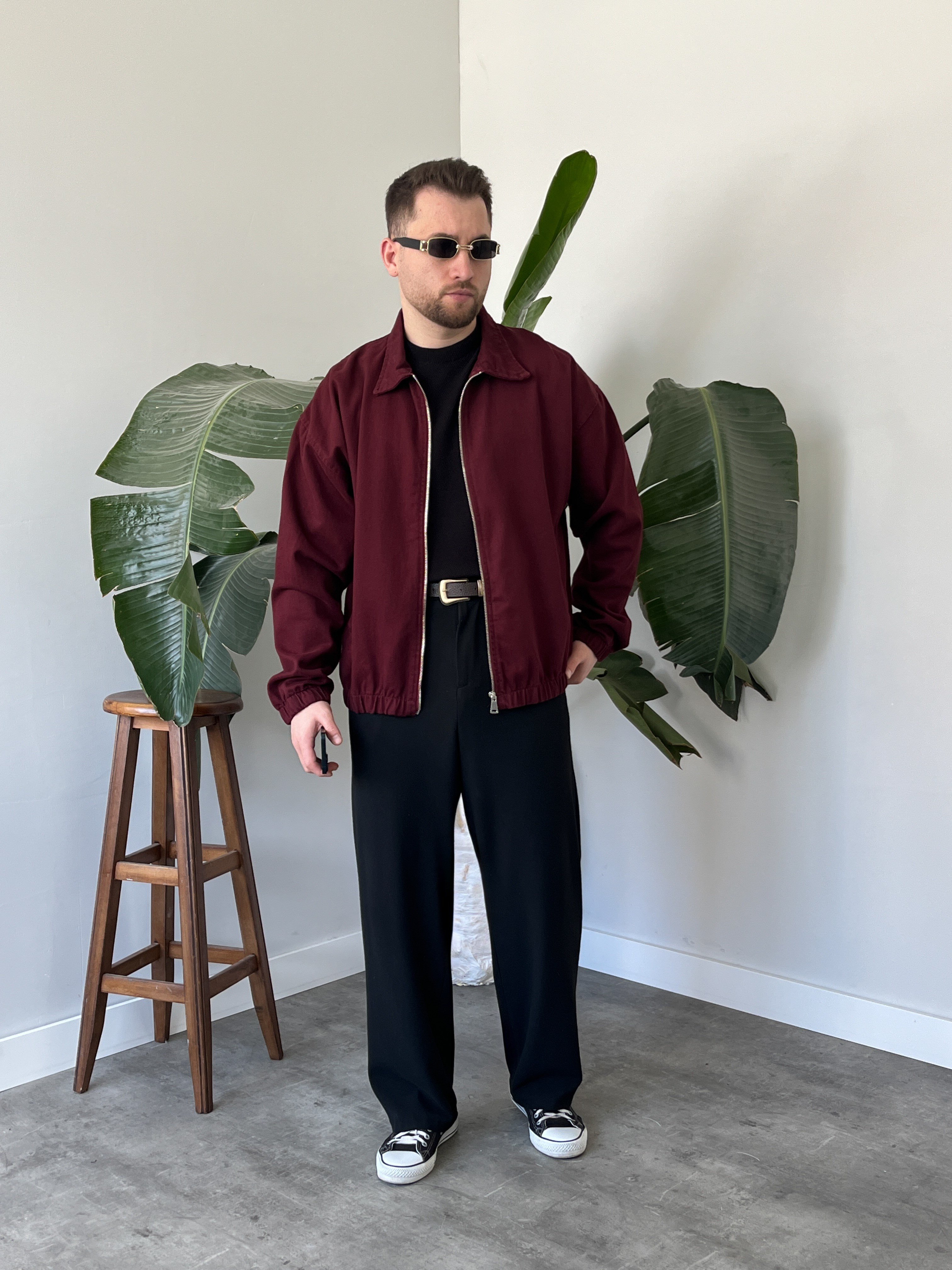 Bordo Mevsimlik Oversize Bomber Ceket