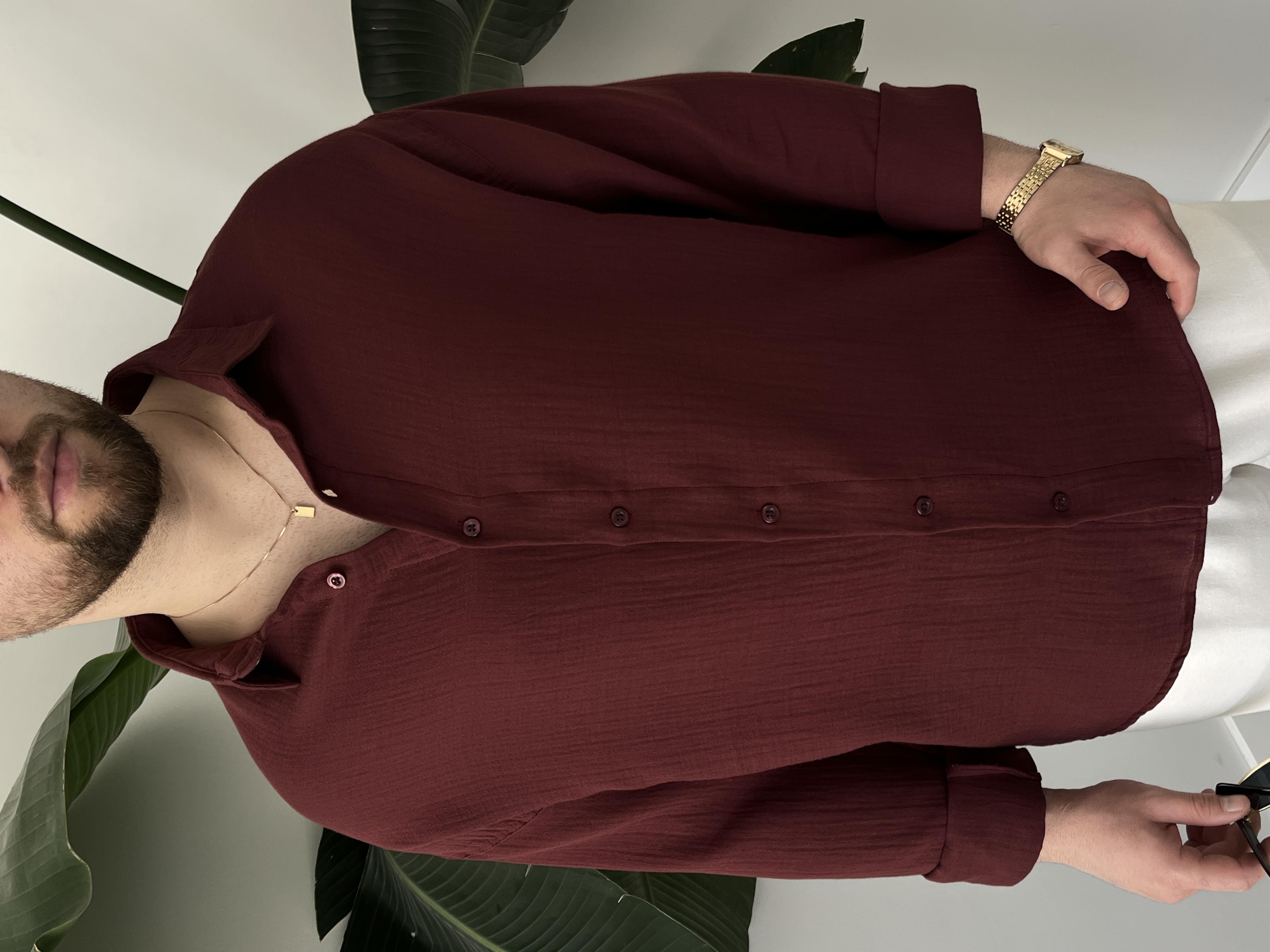 Bordo Soft Touch Oversize Gömlek