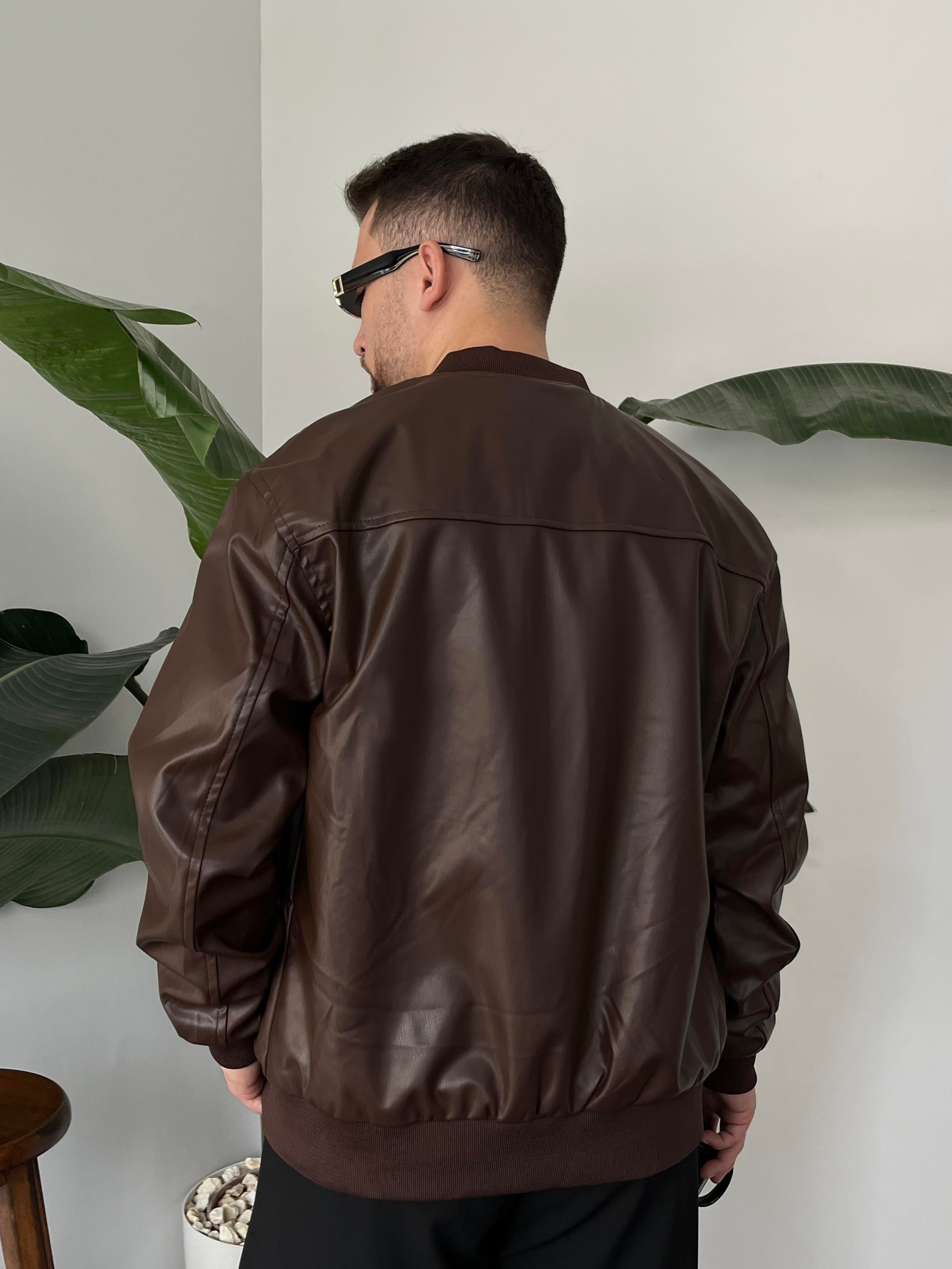 Bronzo Acı Kahve Bomber Deri Ceket