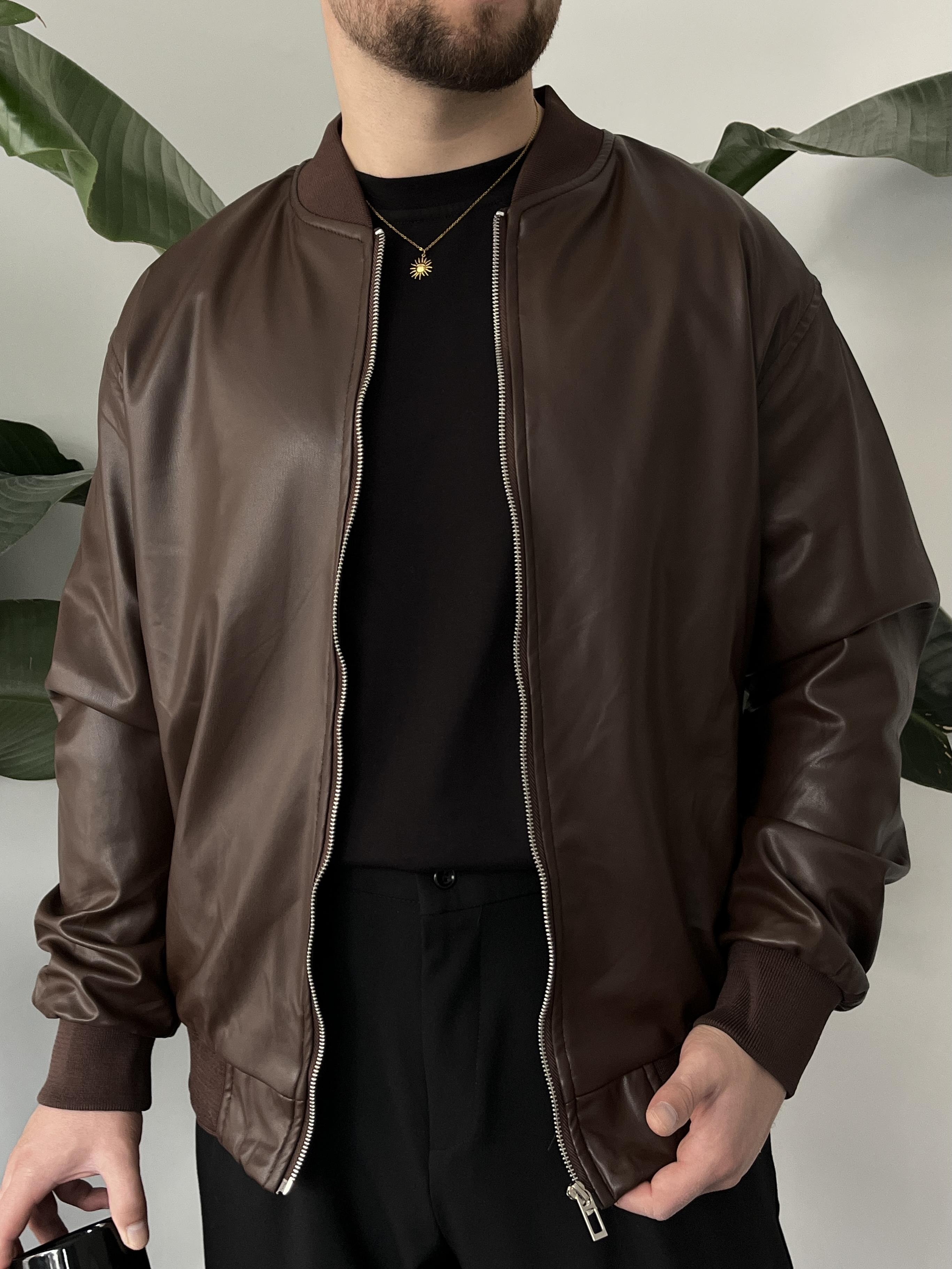 Bronzo Acı Kahve Bomber Deri Ceket