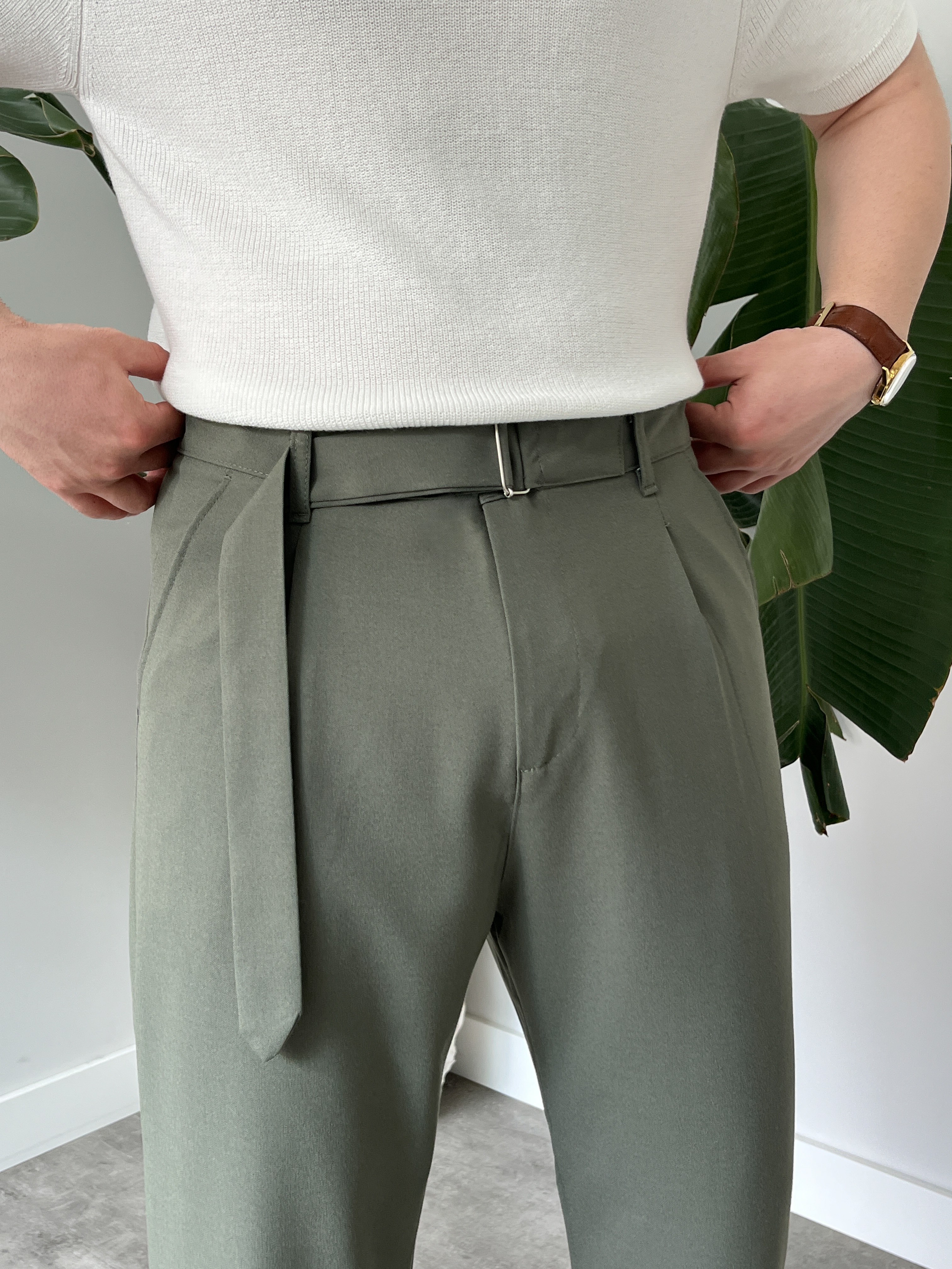 Çağla Kemer Detaylı Kumaş Baggy Pantolon