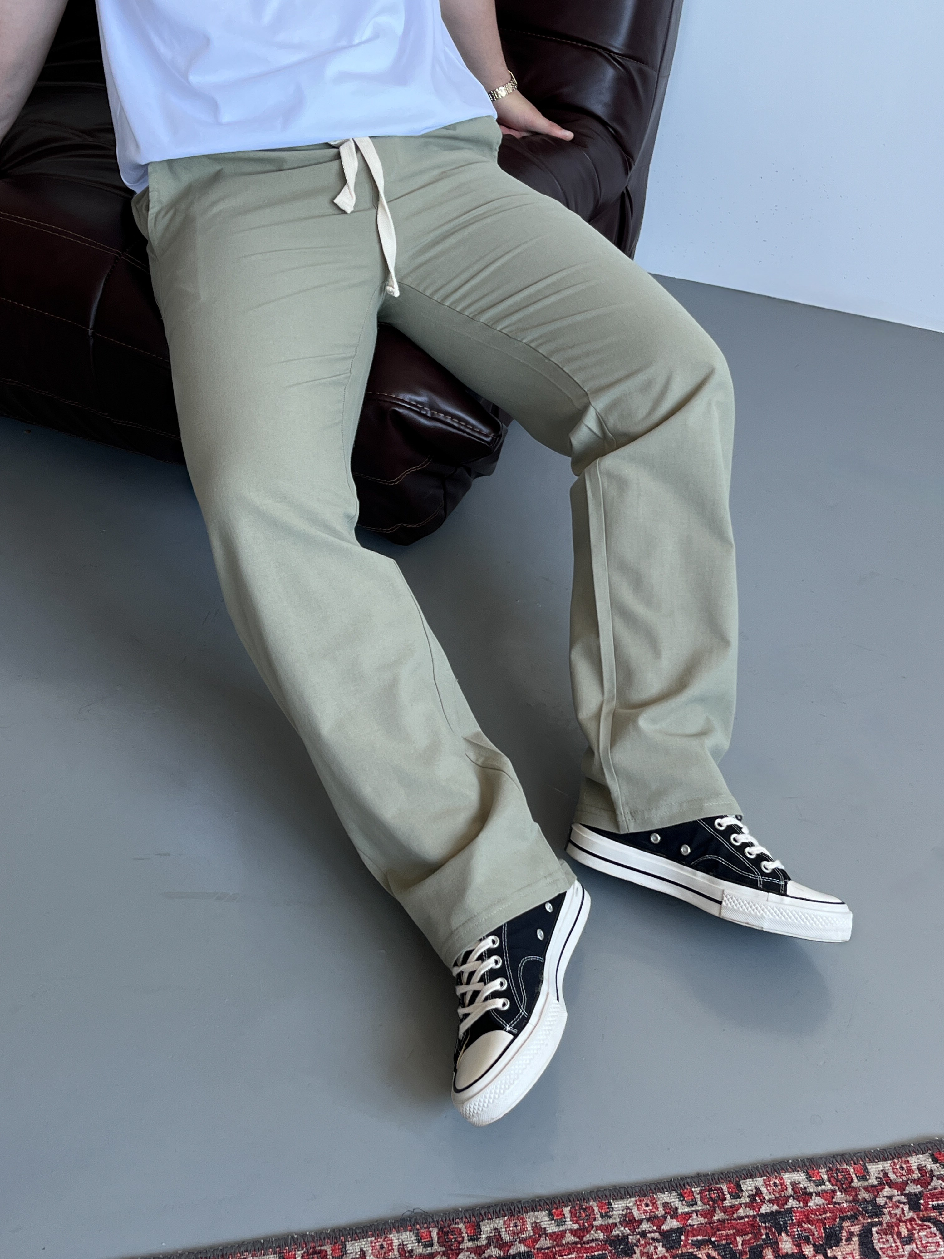 Çağla Lizalı Pamuk Keten Baggy Pantolon