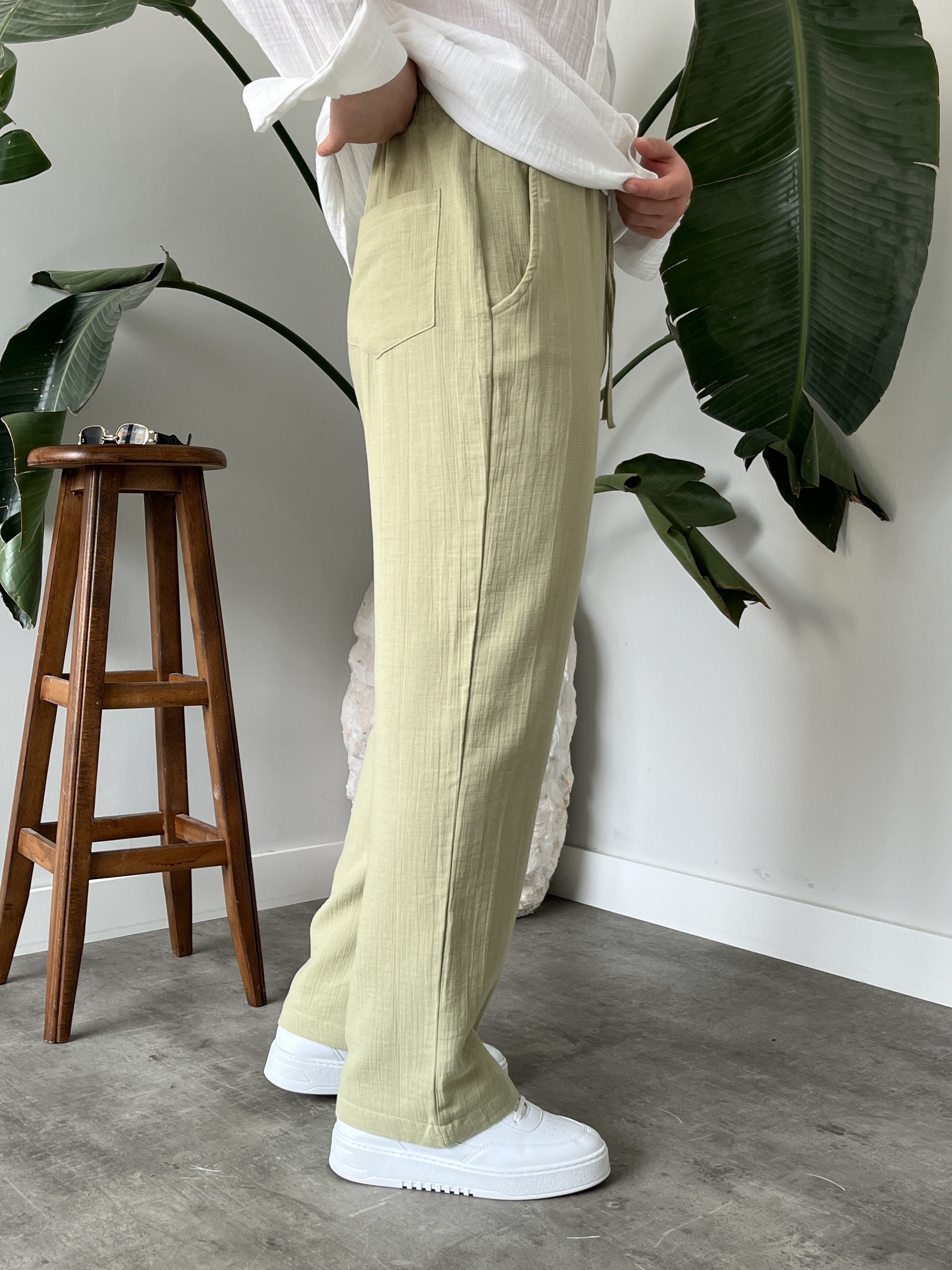 Çağla Premium Müslin Dokulu Baggy Pantolon