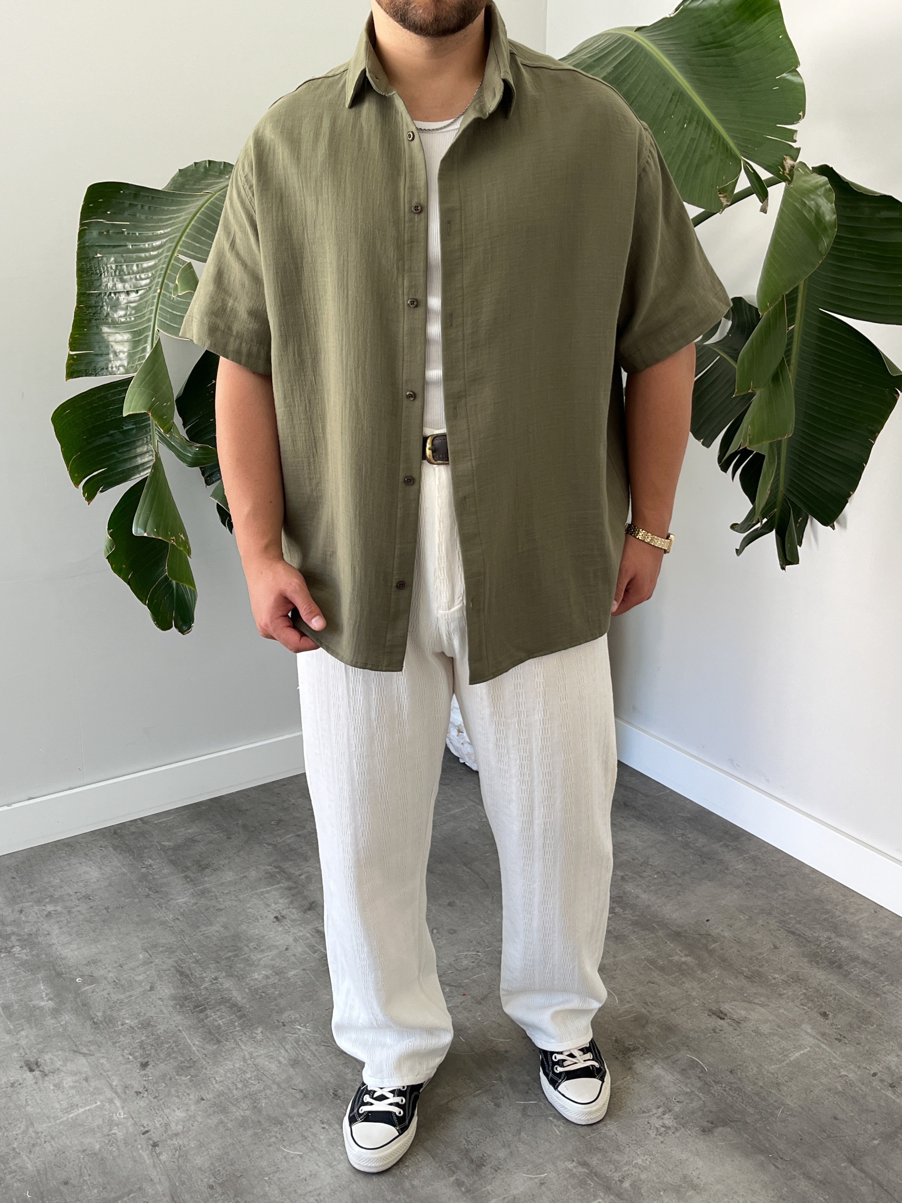Çağla Müslin Kısa Kollu Oversize Gömlek