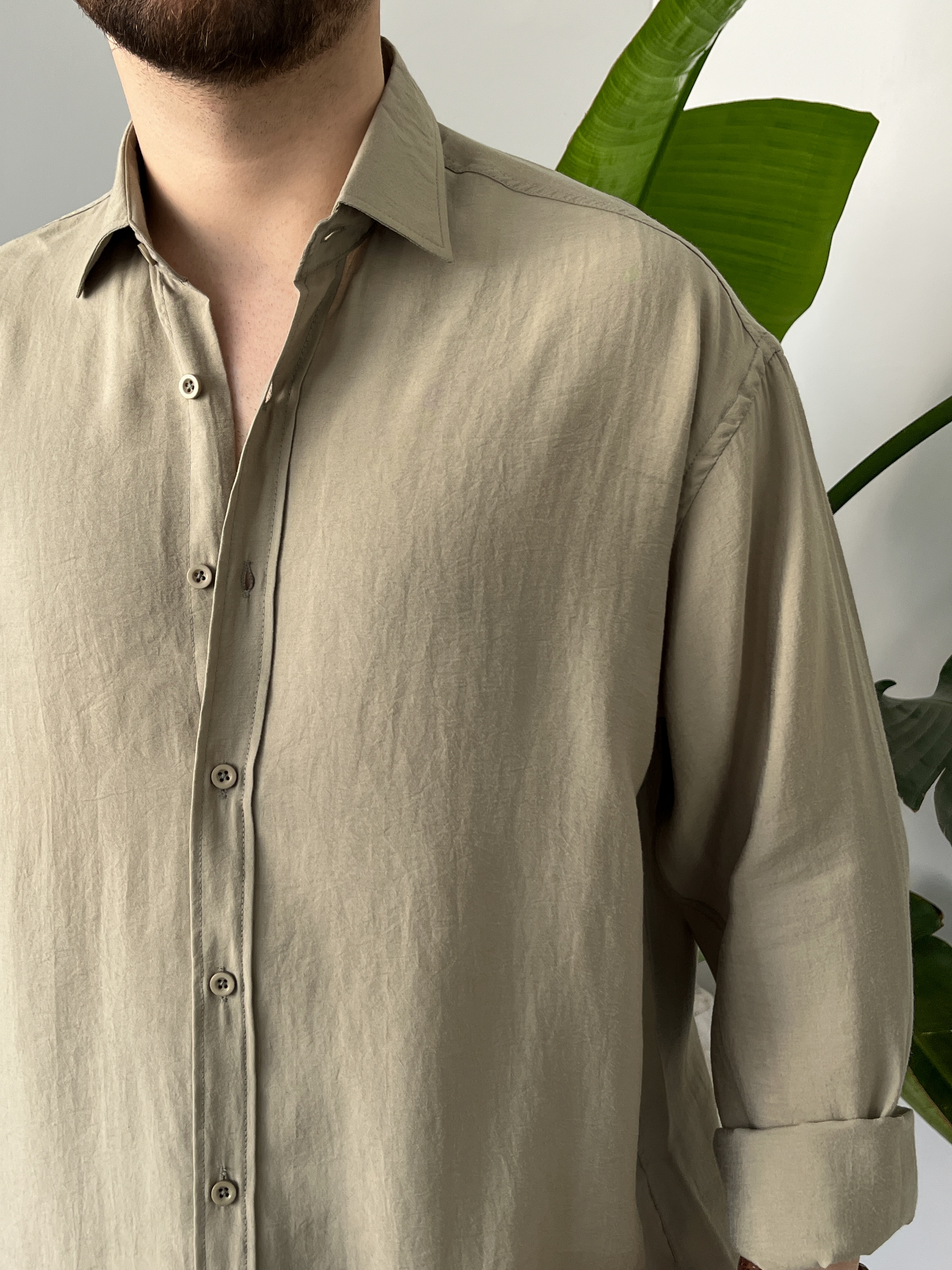 Çağla Yıkamalı Tensel Oversize Gömlek