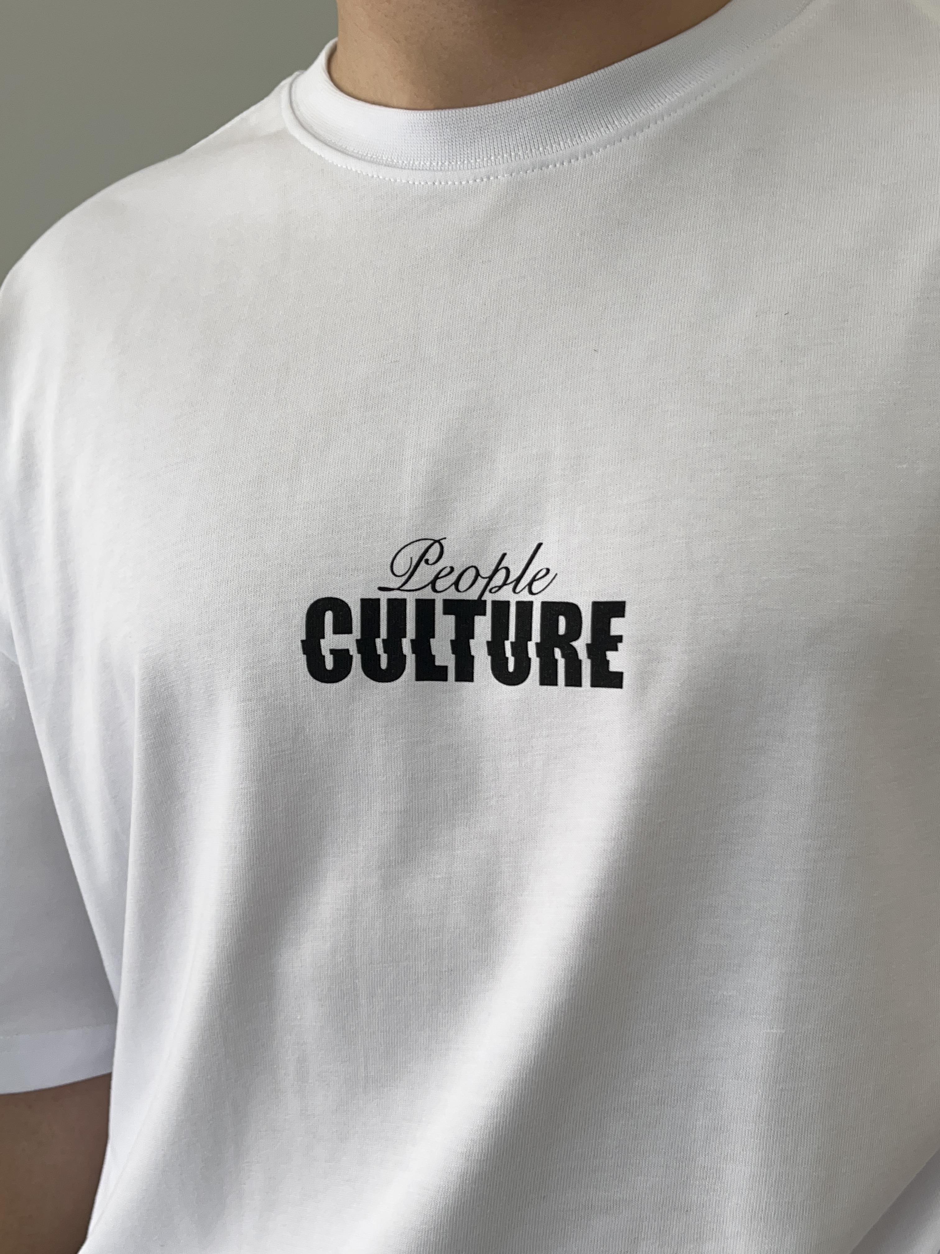 Culture Baskılı Beyaz Oversize T-shirt