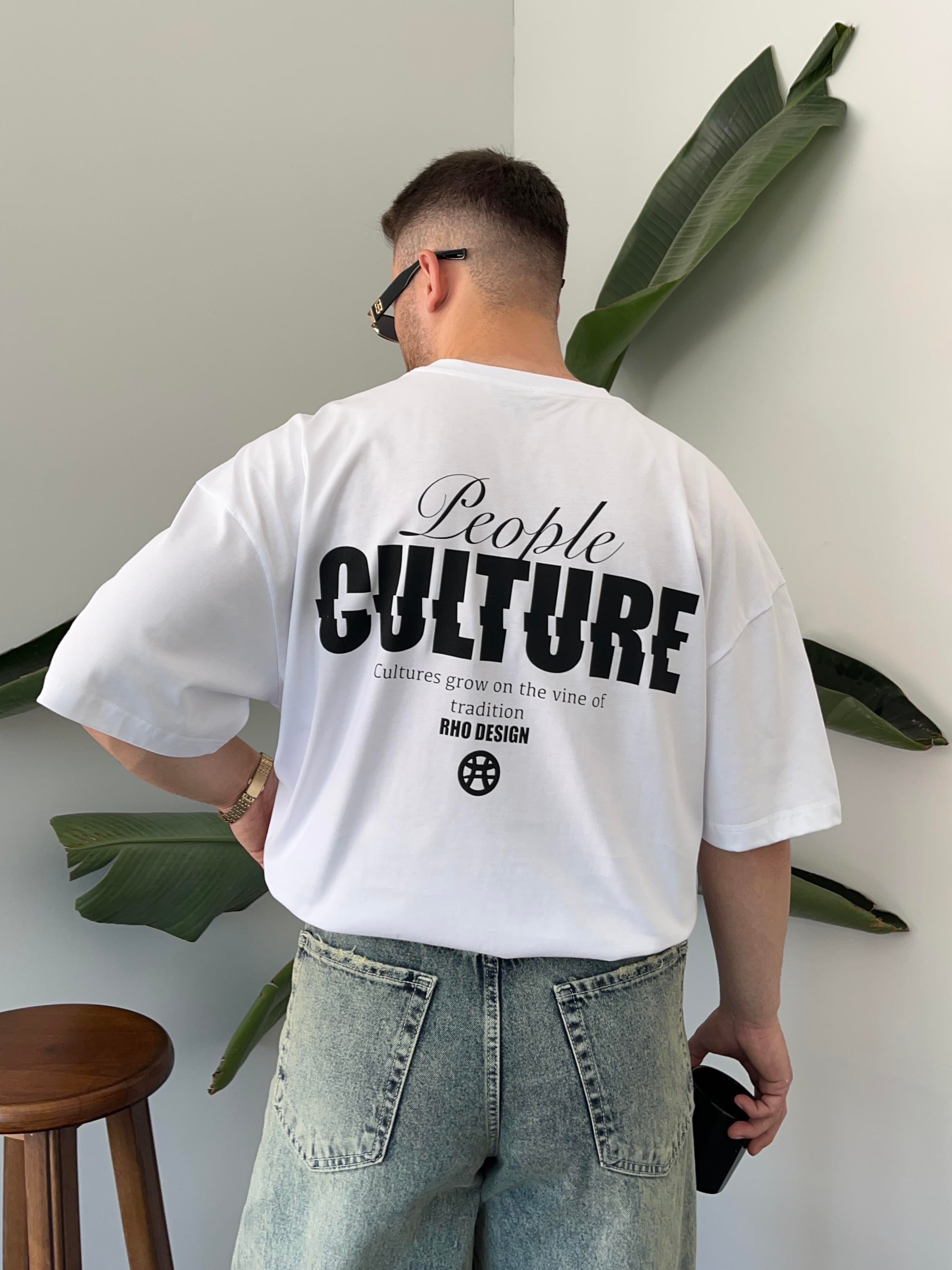 Culture Baskılı Beyaz Oversize T-shirt