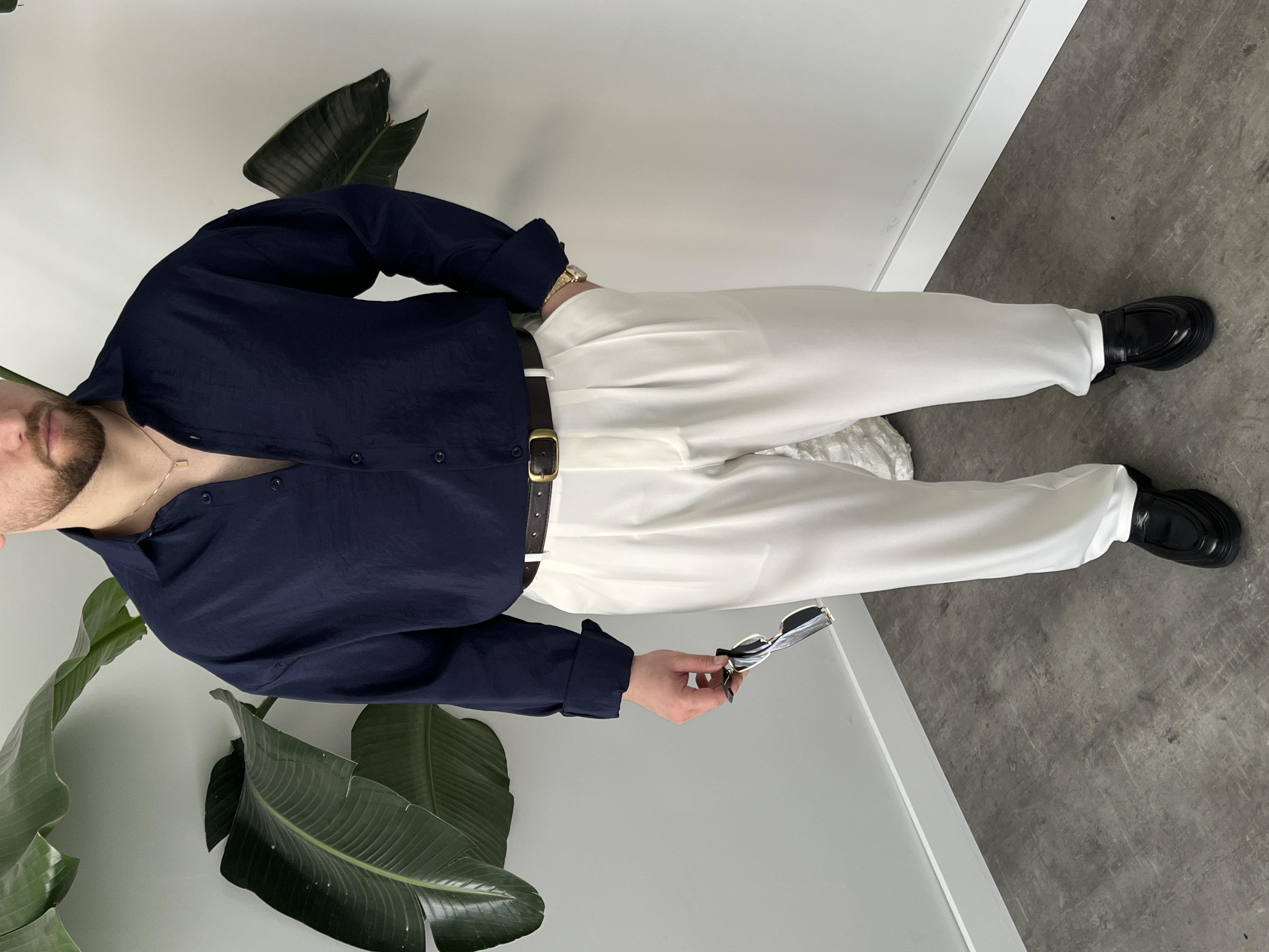 Dante Lacivert Modal Kumaş Oversize Gömlek
