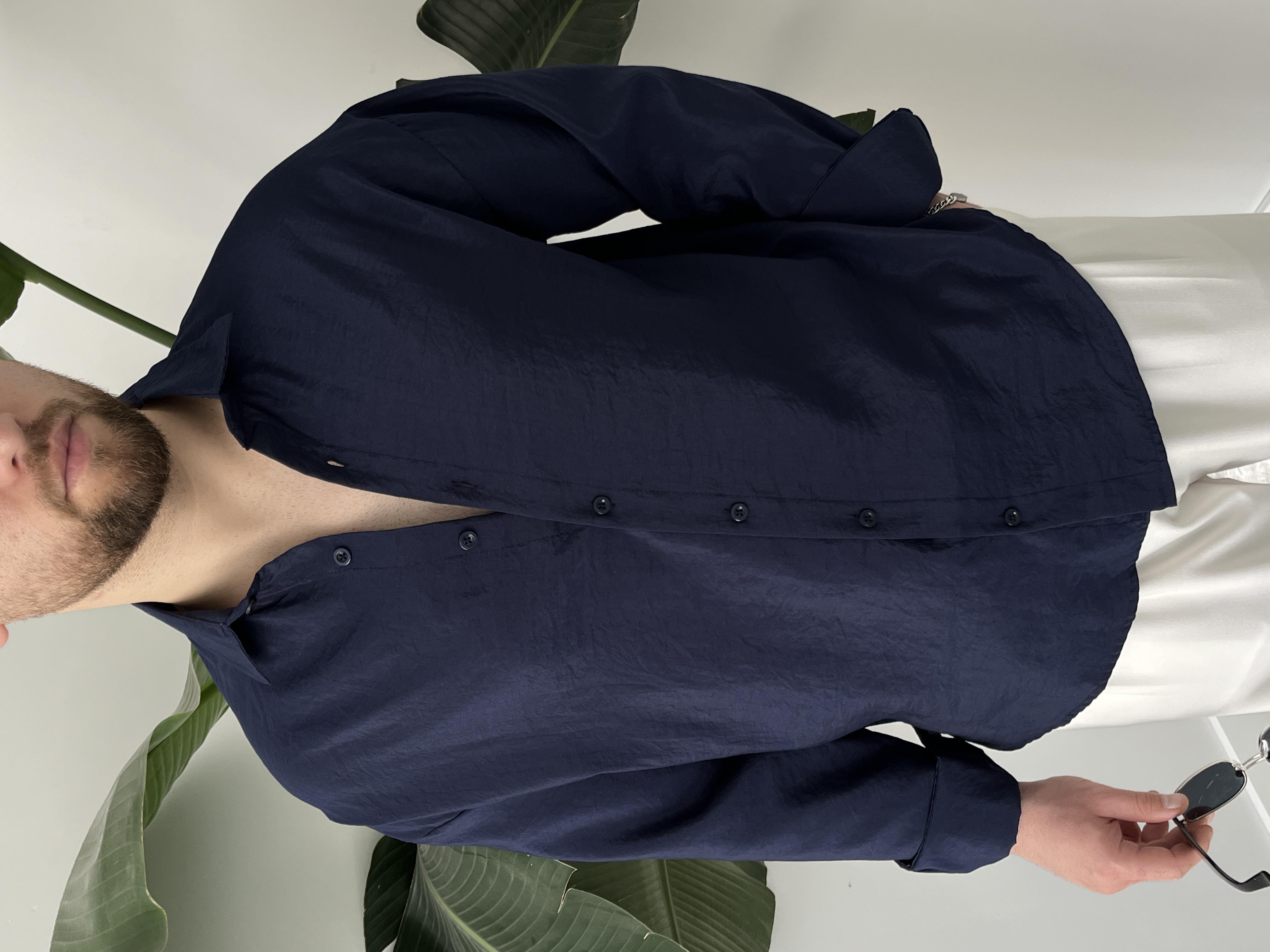 Dante Lacivert Modal Kumaş Oversize Gömlek