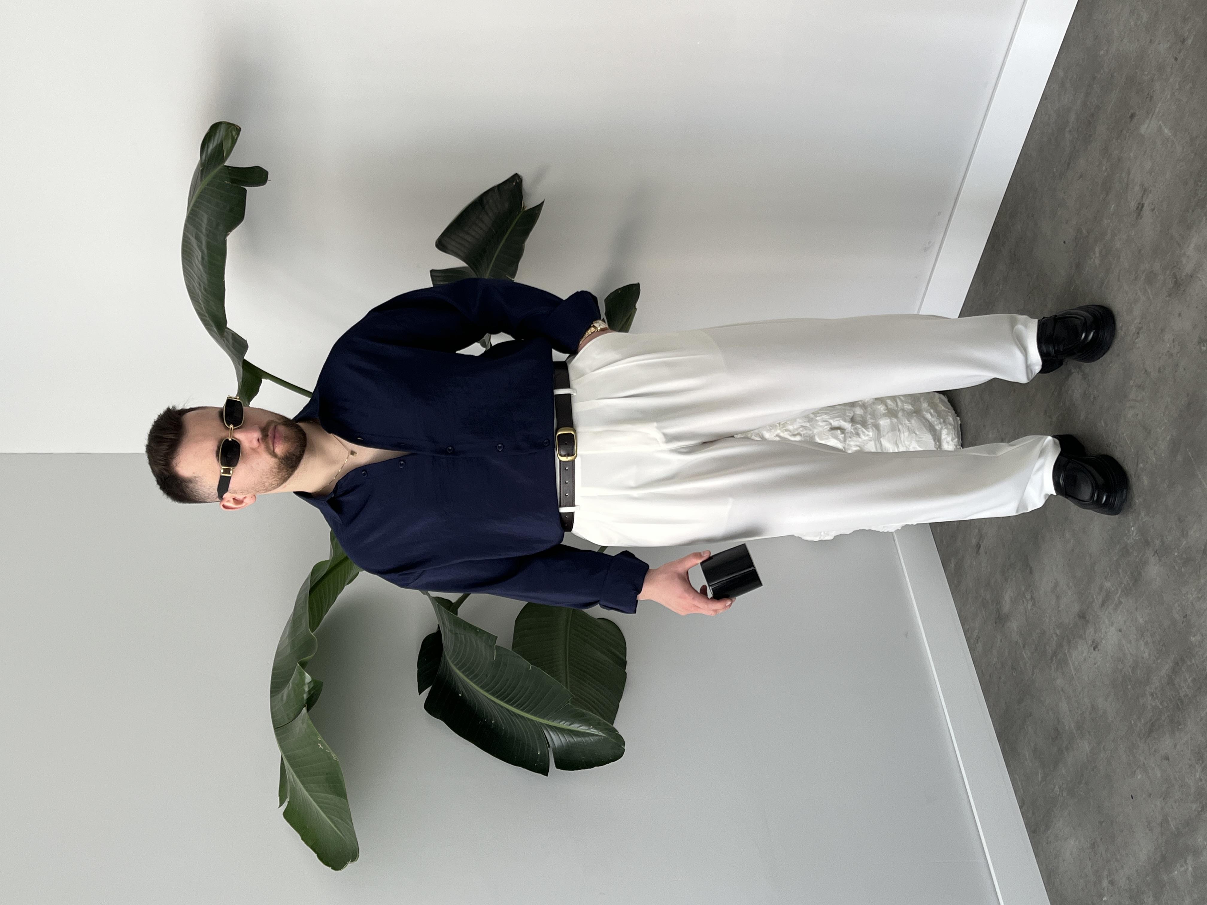Dante Lacivert Modal Kumaş Oversize Gömlek