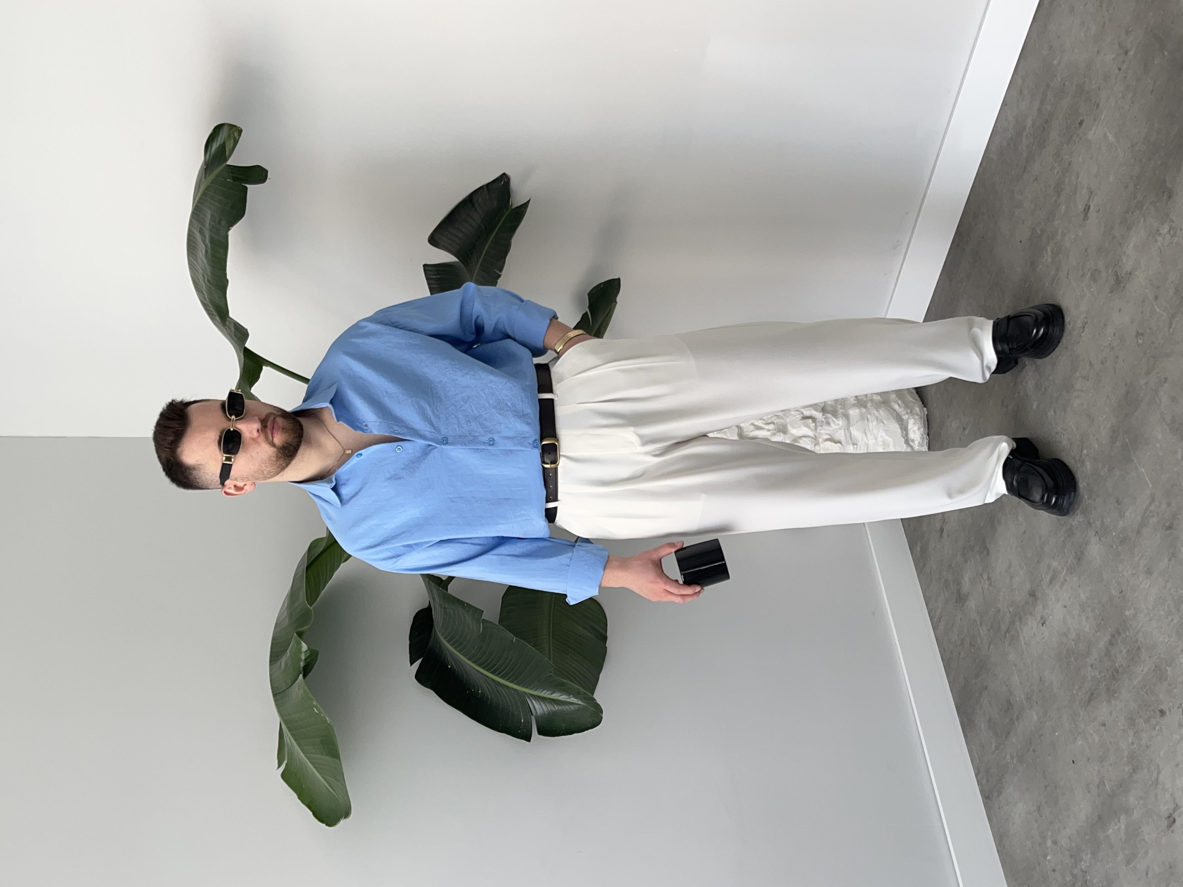 Dante Mavi Modal Kumaş Oversize Gömlek