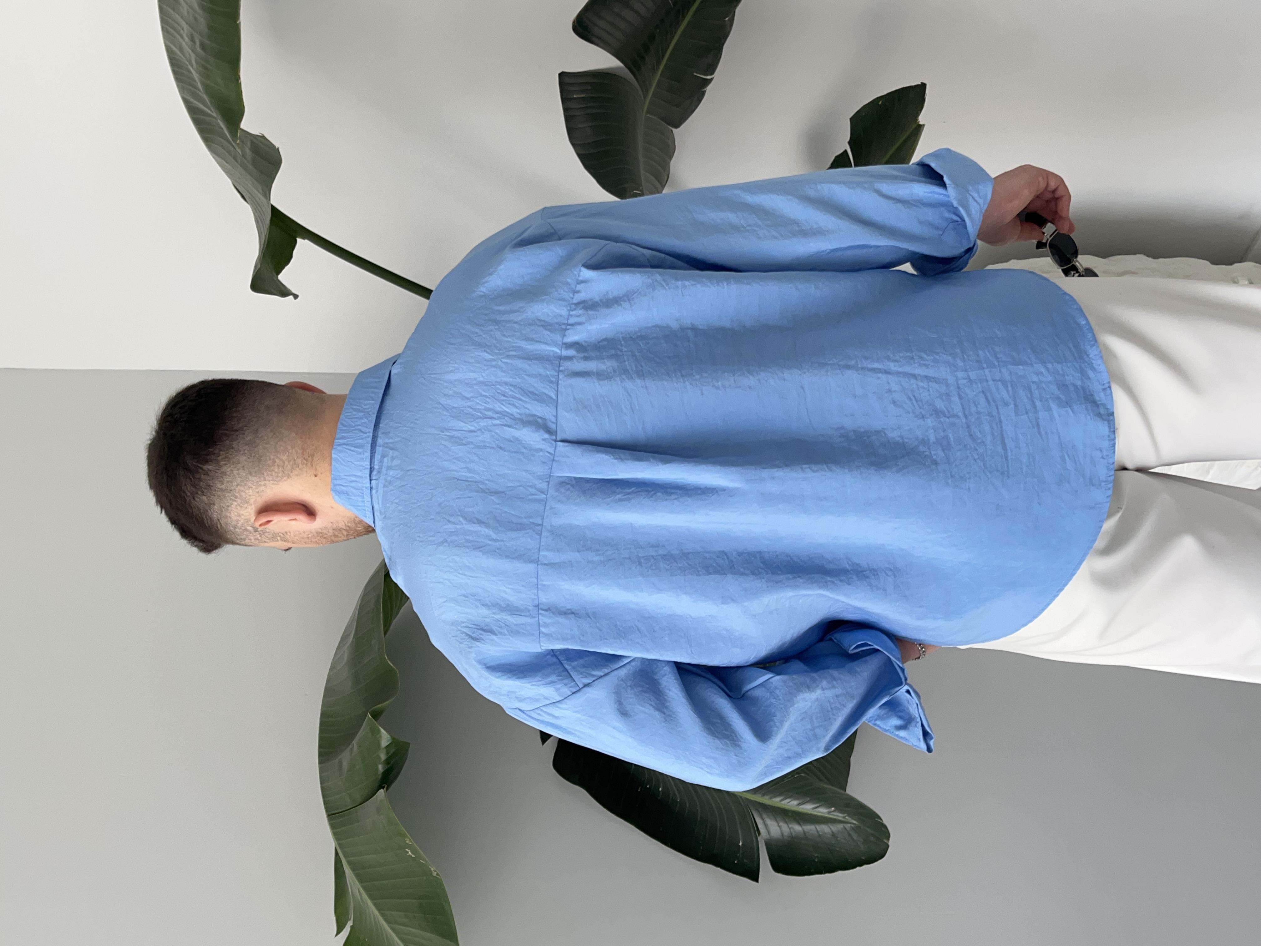 Dante Mavi Modal Kumaş Oversize Gömlek