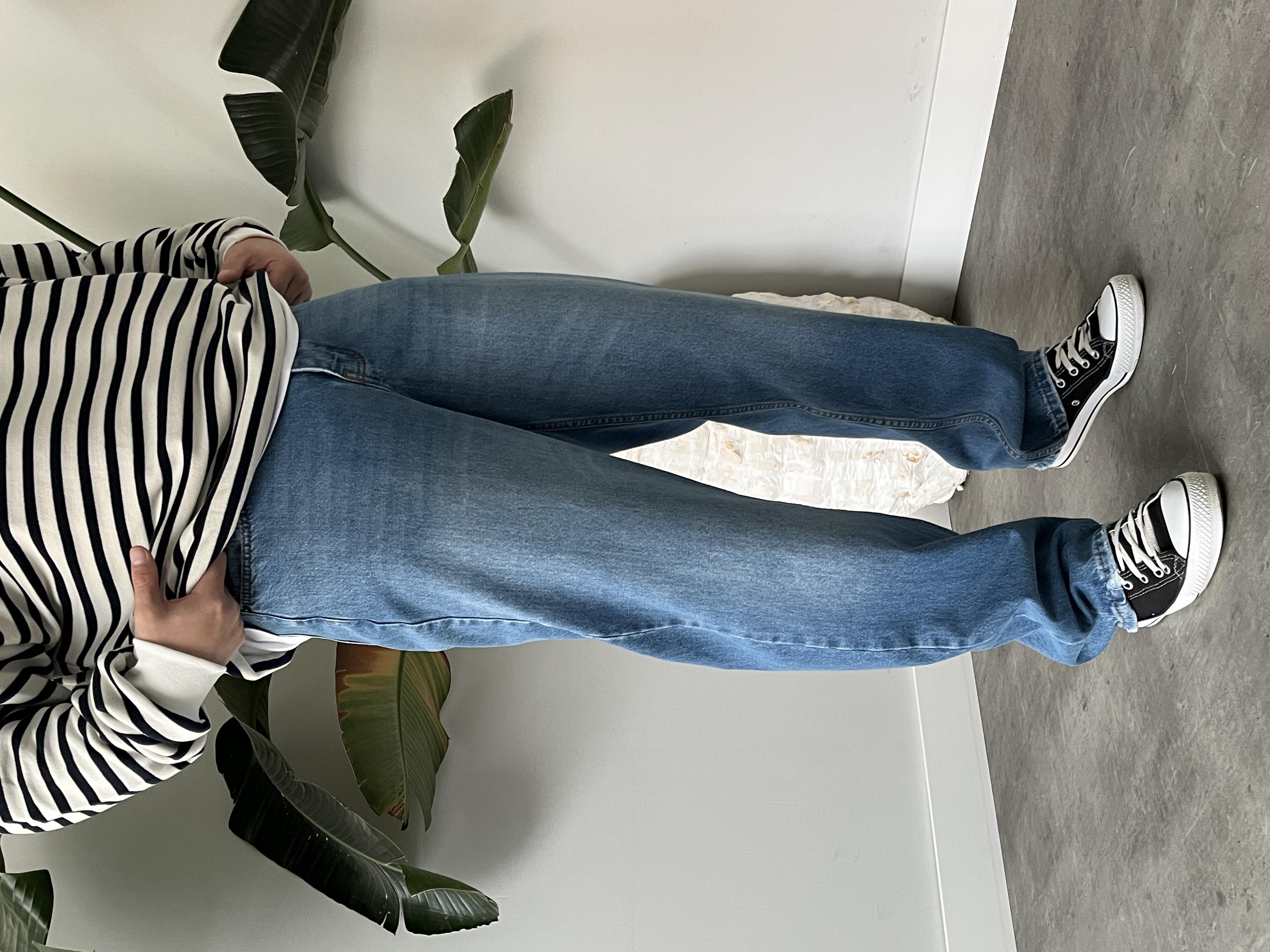 Drift Taşlamalı Blue Baggy Jean