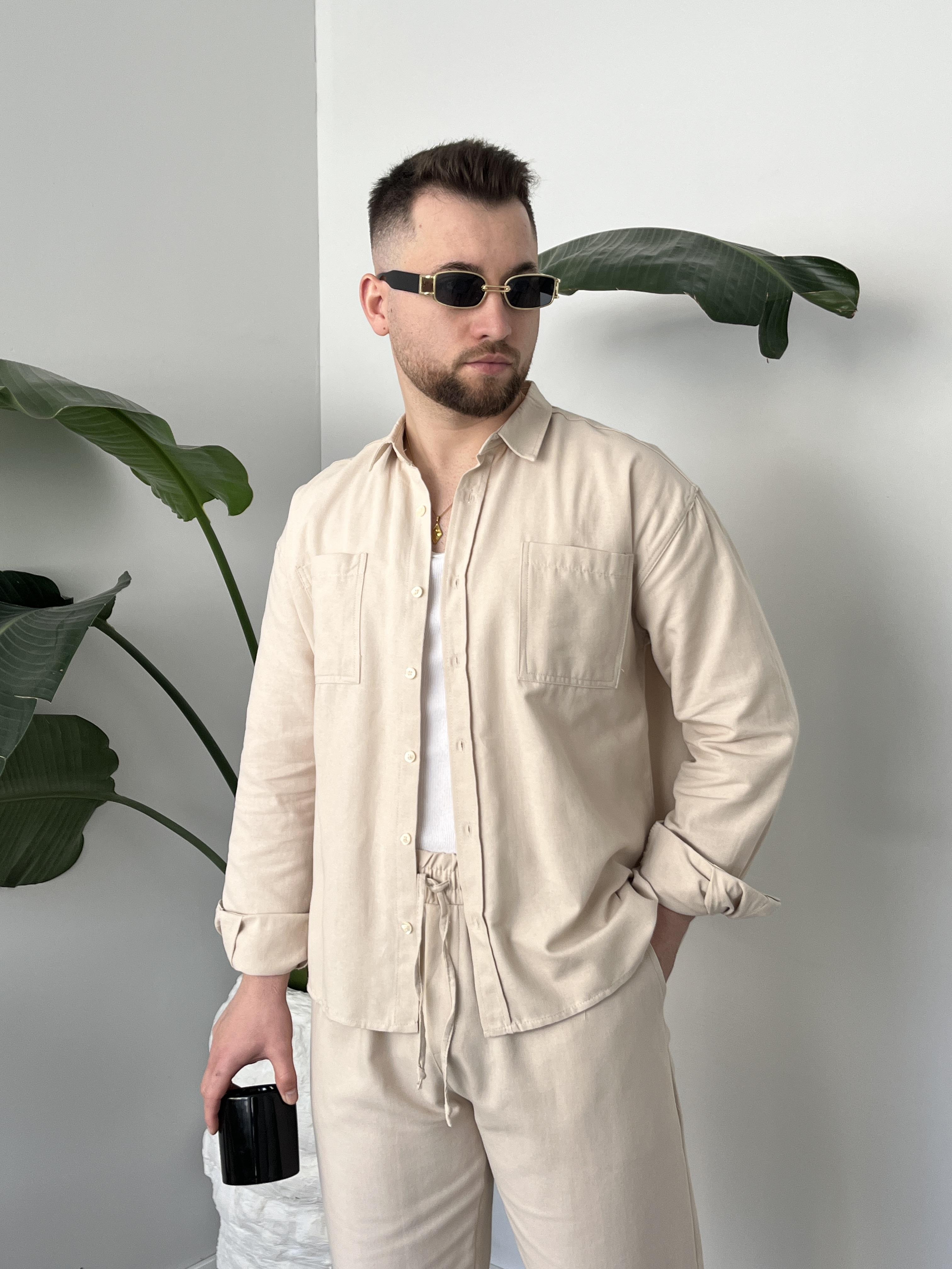 Dual Krem Çift Cep Detaylı Gabardin Takım