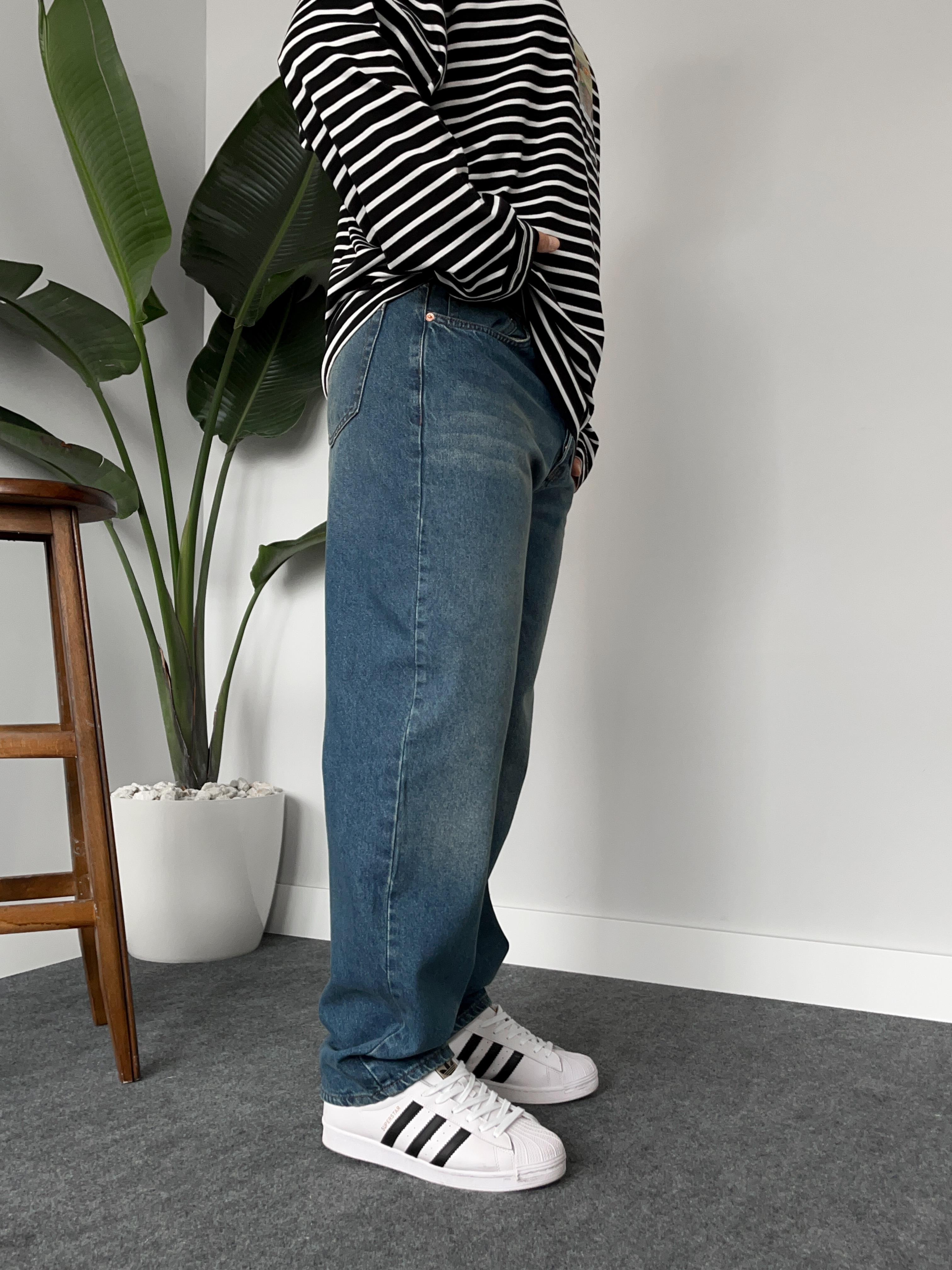 Efektli Yıkamalı Baggy Jean
