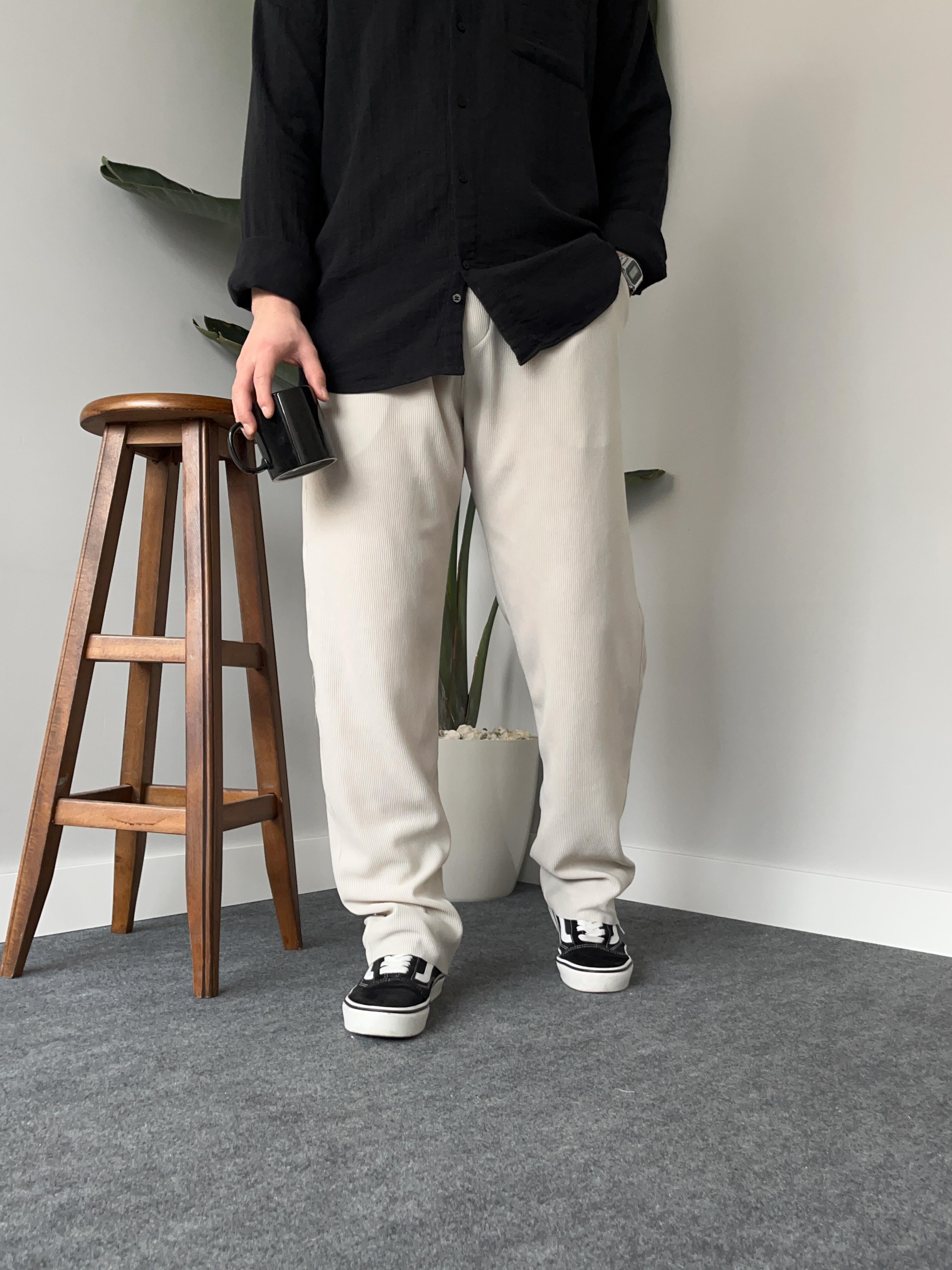 Gri Fitilli Baggy Pantolon