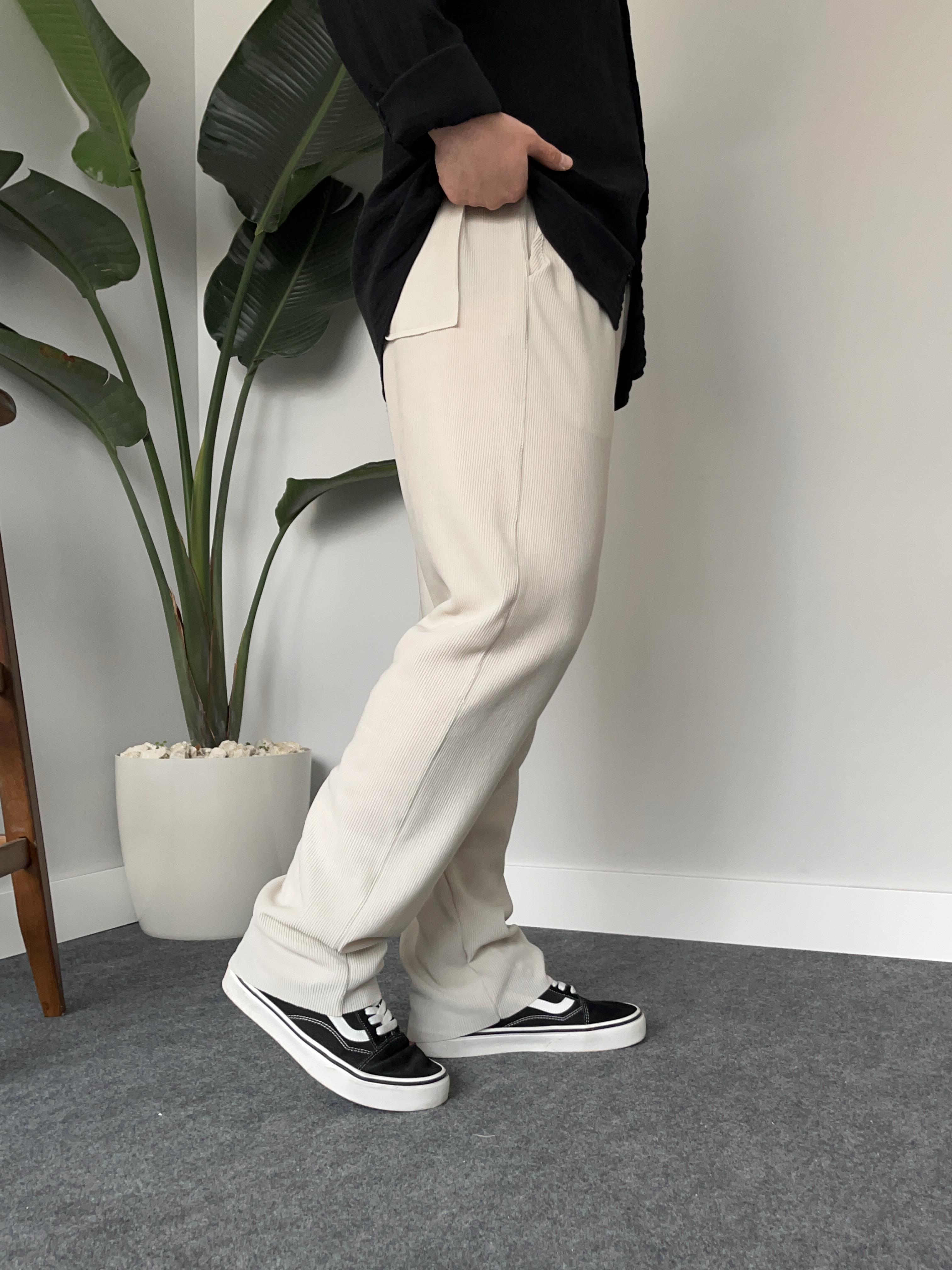 Gri Fitilli Baggy Pantolon