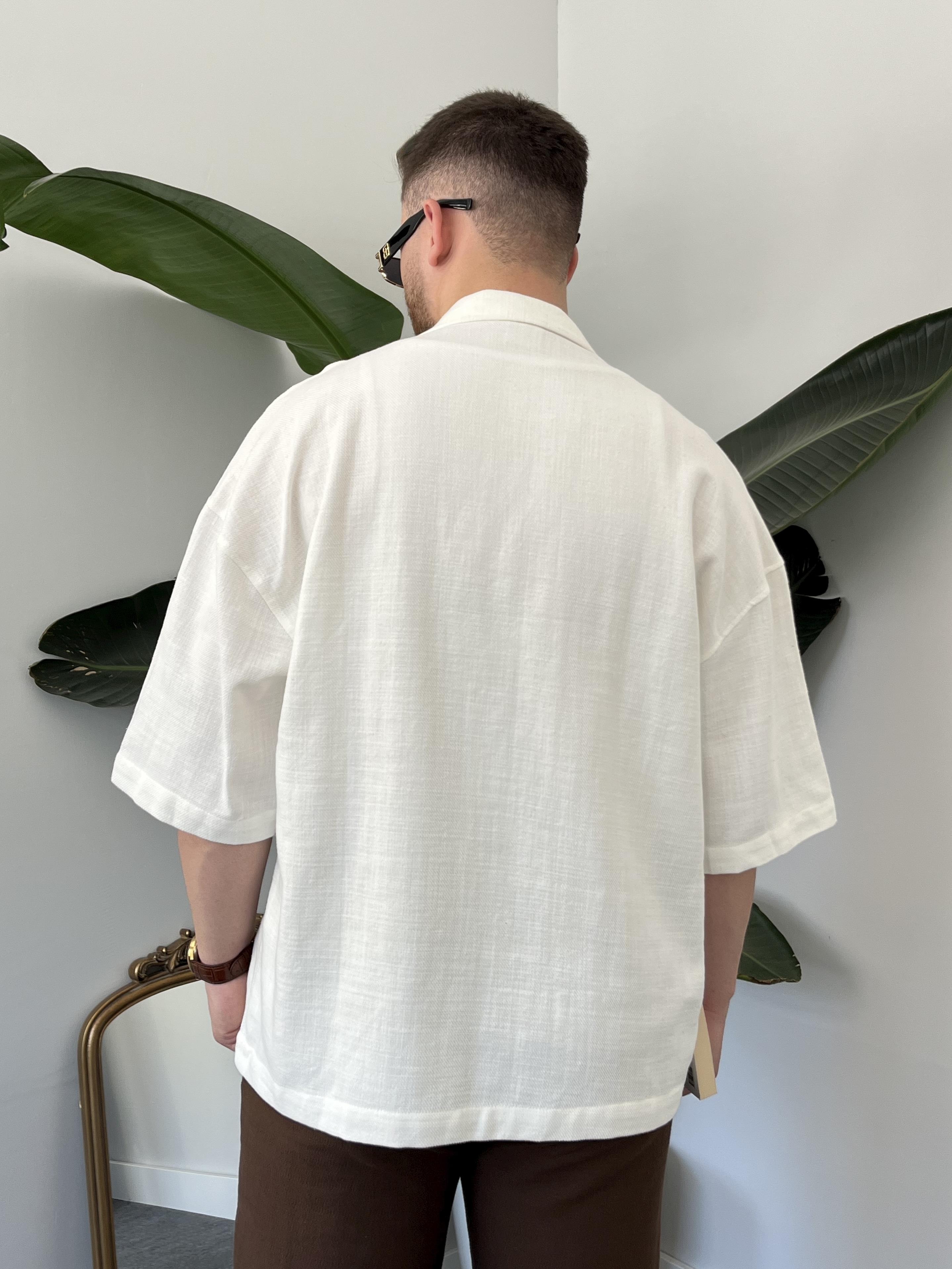 Ekru Gabardin Oversize Gömlek