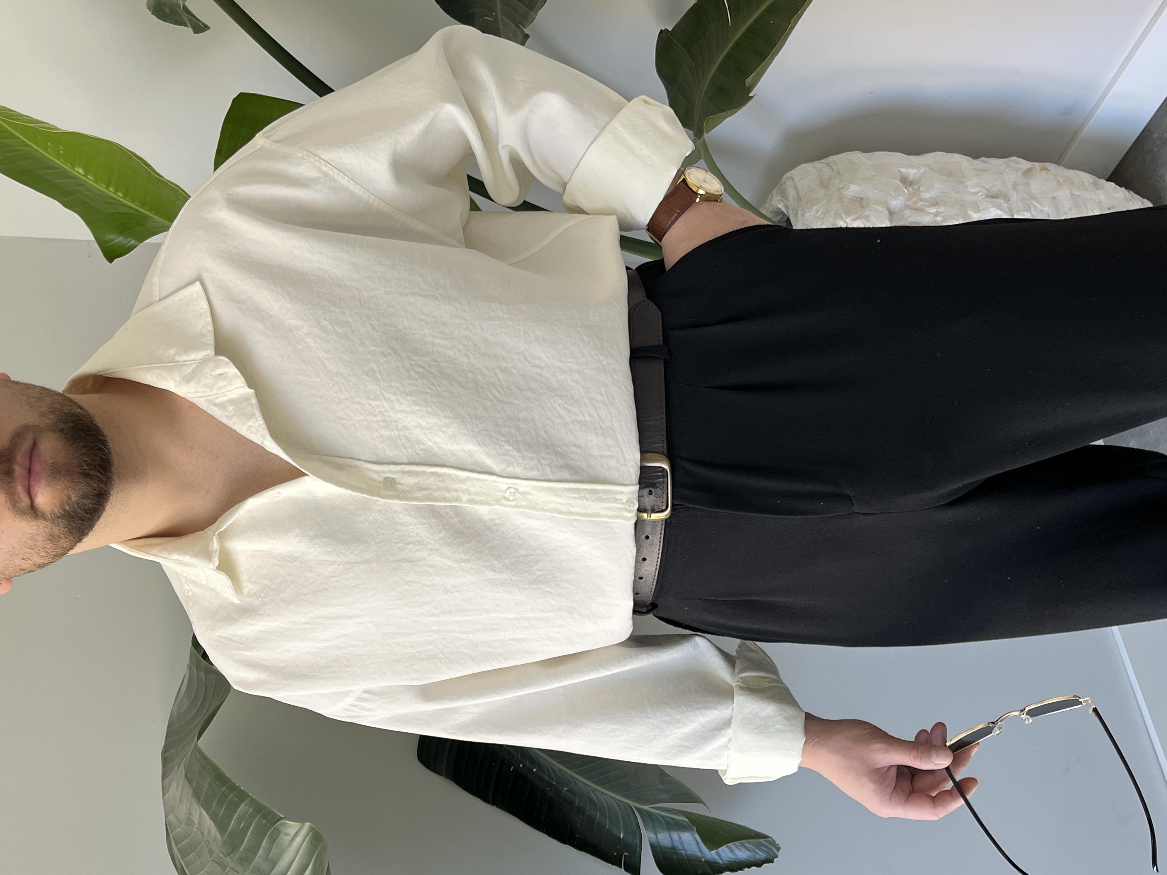 Ekru Modal Basic Oversize Gömlek