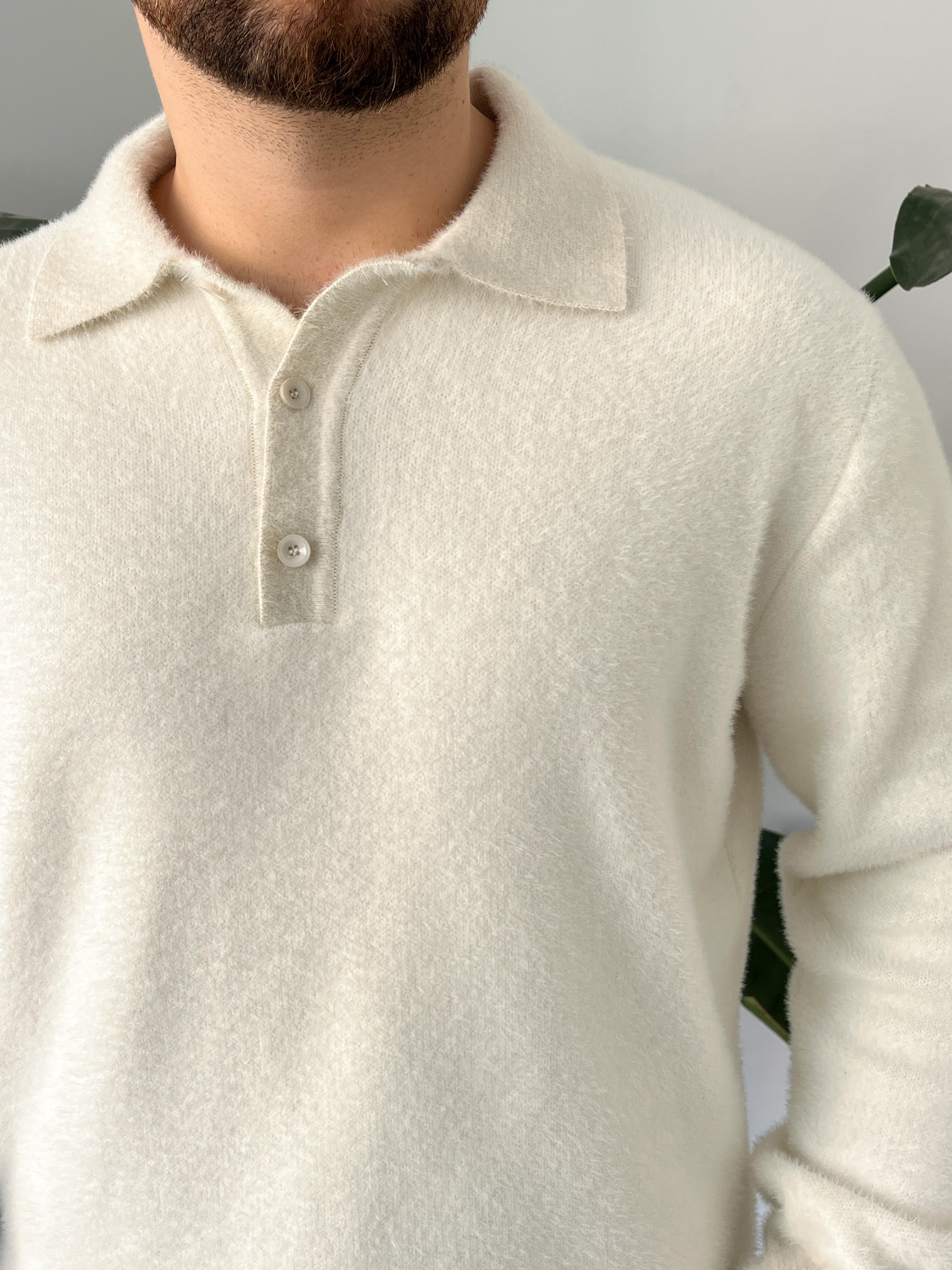 Ekru Soft Touch Polo Yaka Kazak