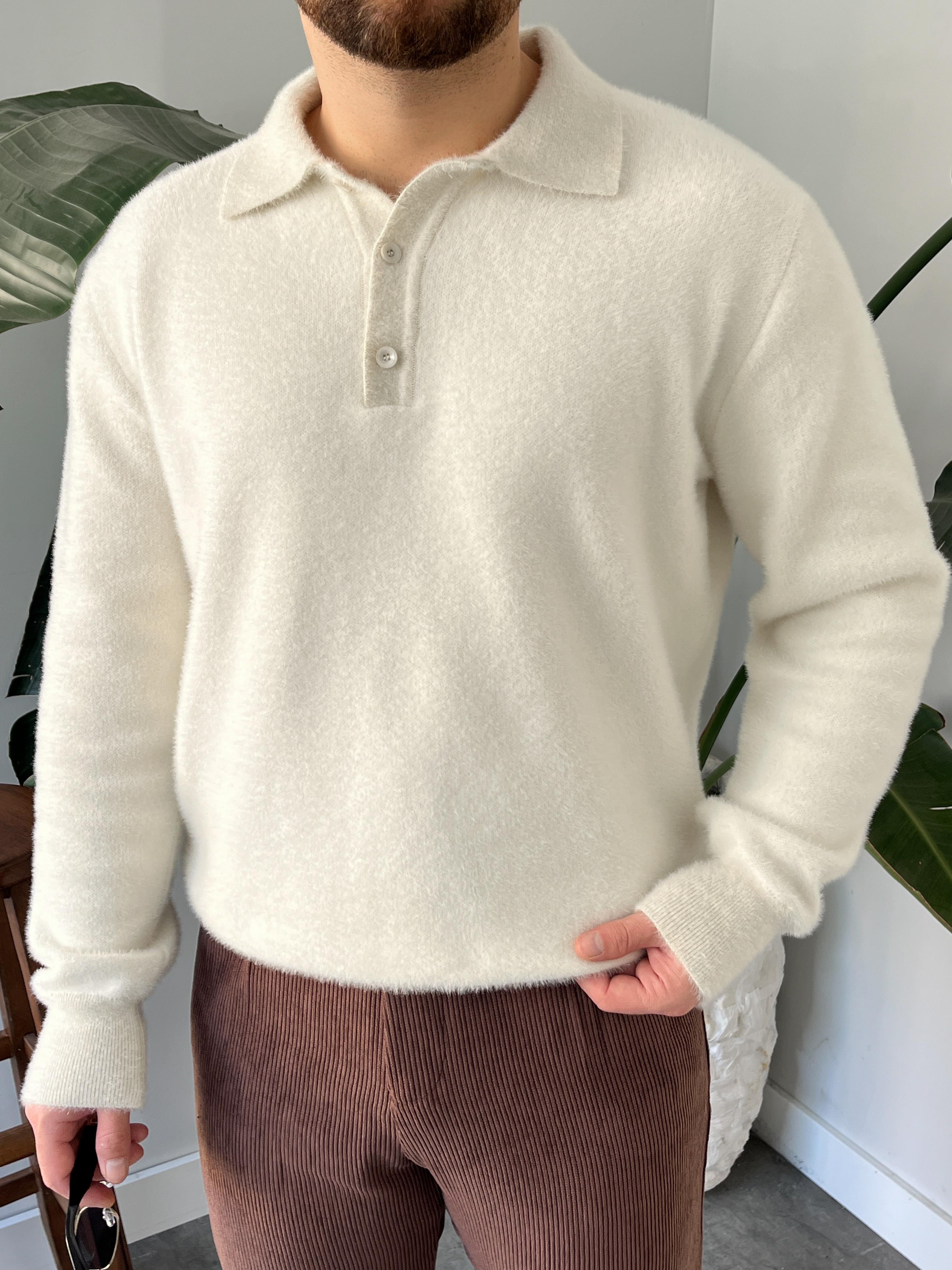 Ekru Soft Touch Polo Yaka Kazak