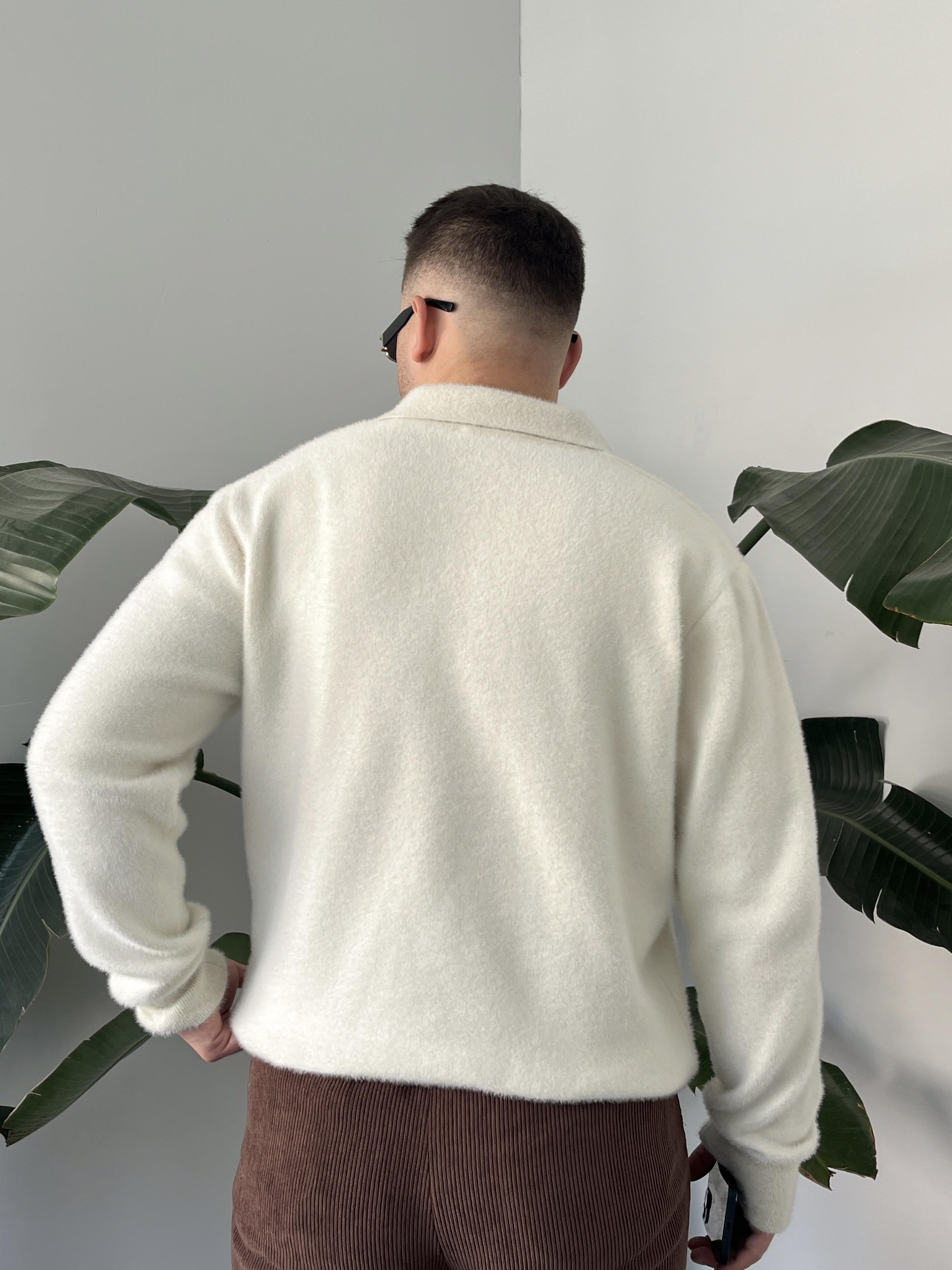 Ekru Soft Touch Polo Yaka Kazak