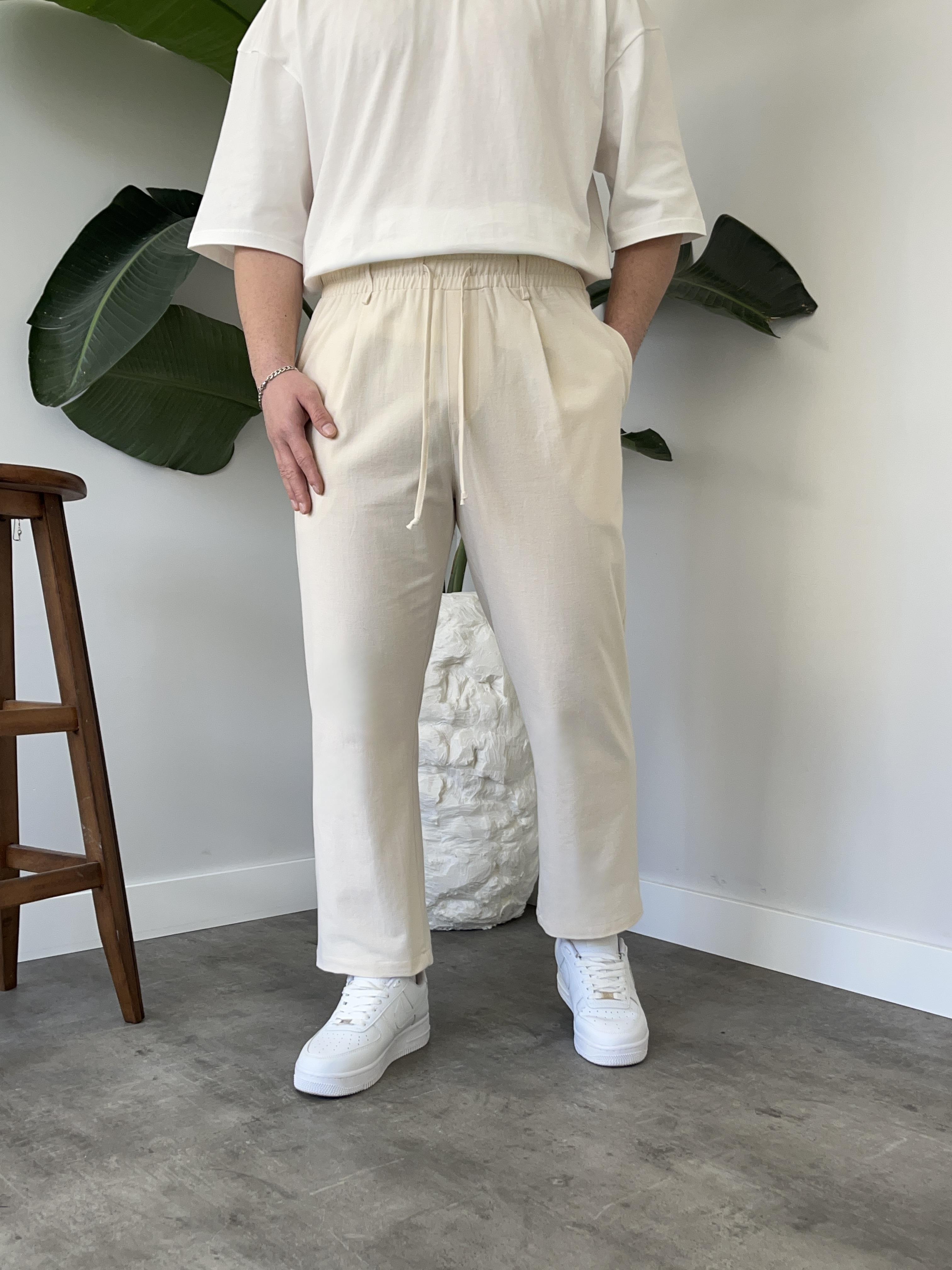 Elliot Ekru Bol Kalıp Gabardin Boyfriend Pantolon