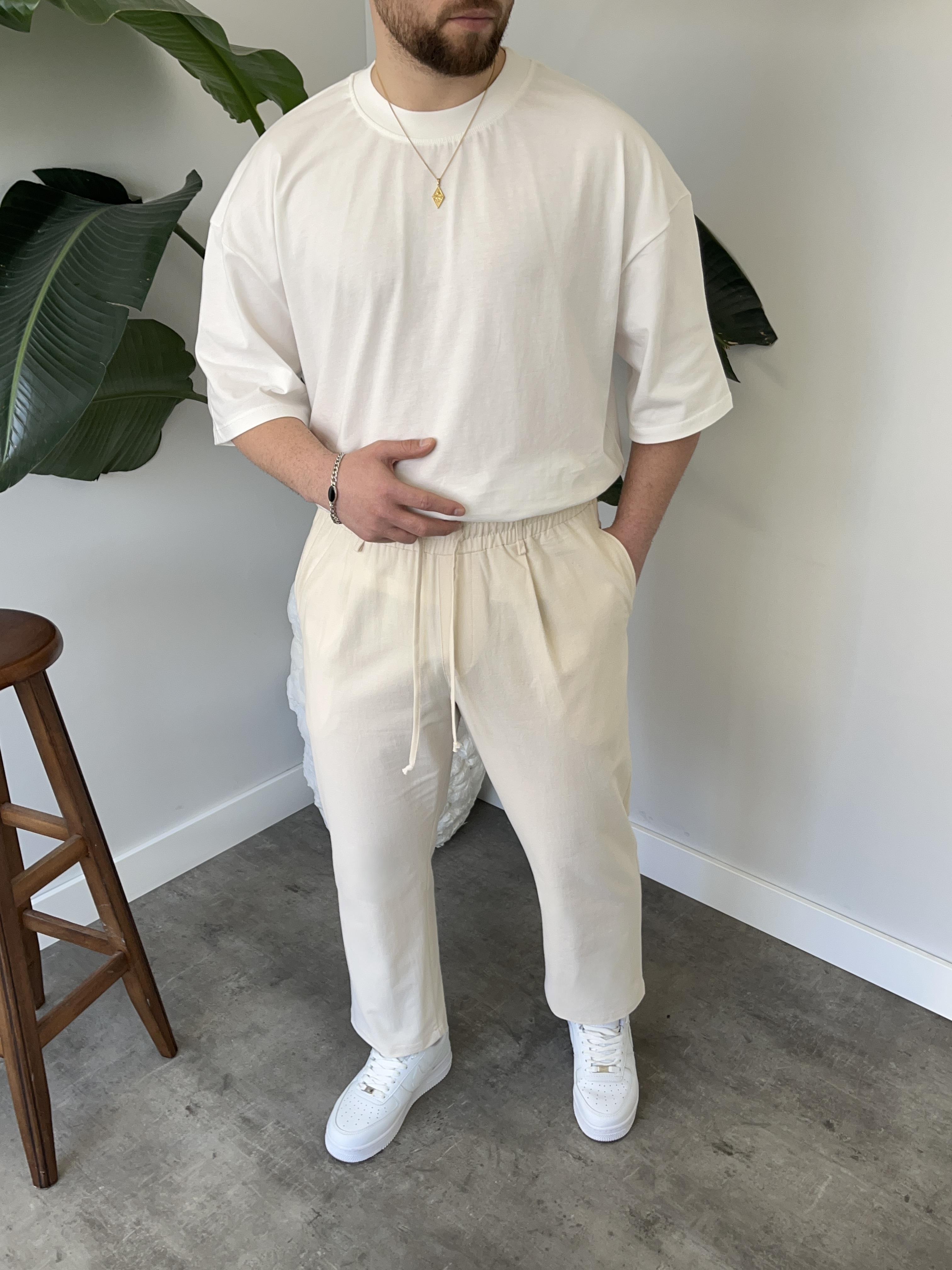 Elliot Ekru Bol Kalıp Gabardin Boyfriend Pantolon