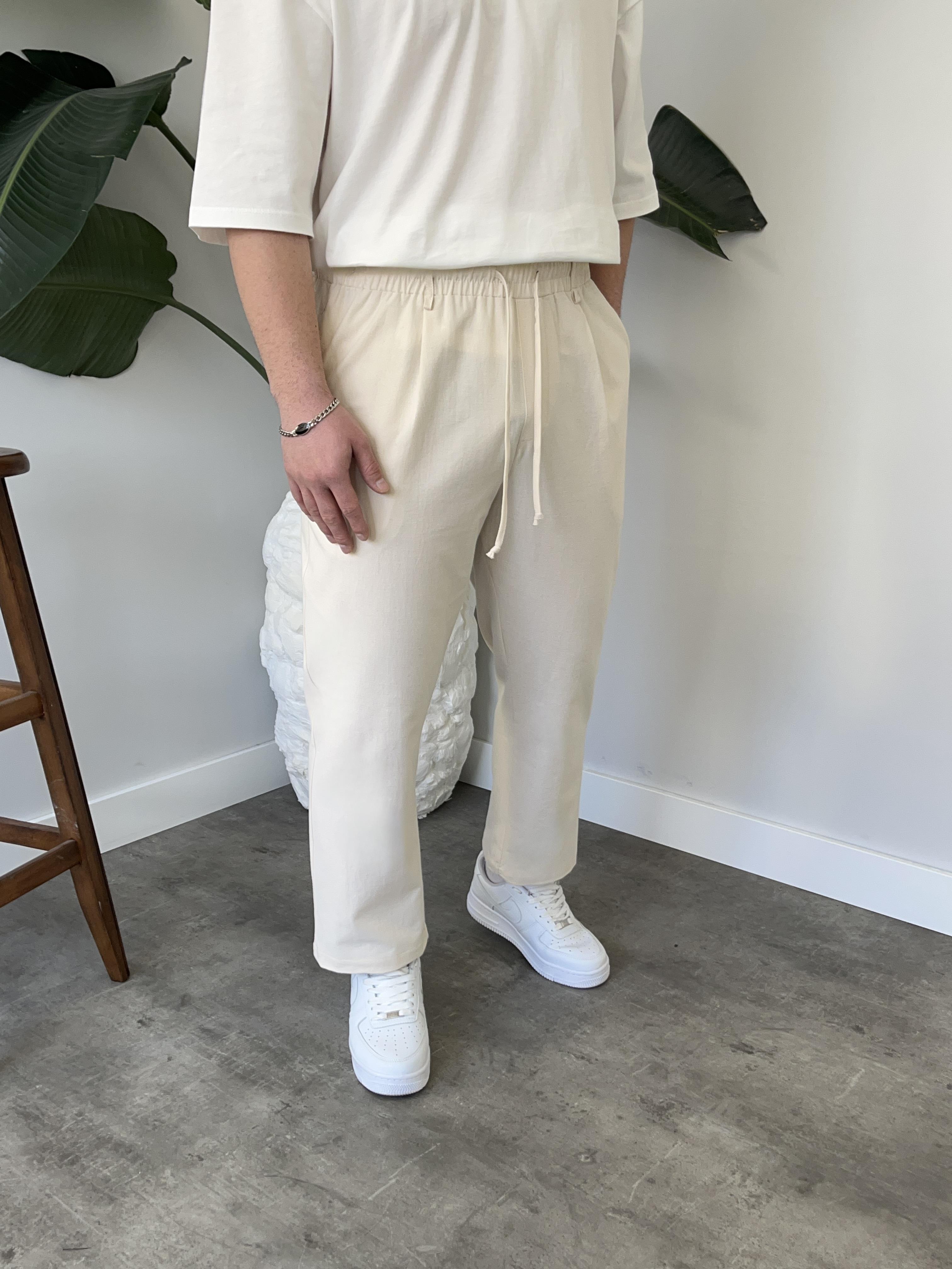 Elliot Ekru Bol Kalıp Gabardin Boyfriend Pantolon
