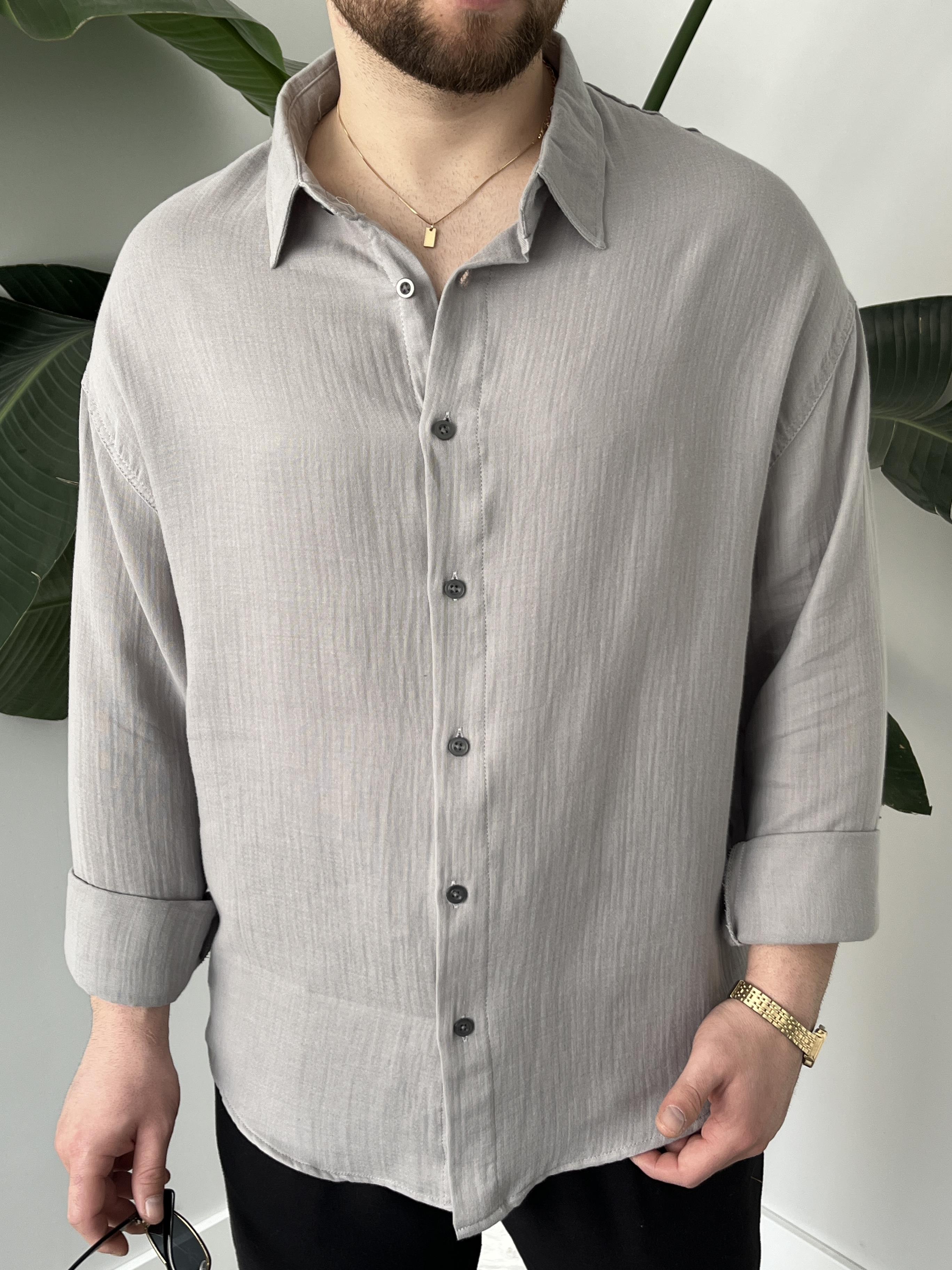 Gri Soft Touch Oversize Gömlek