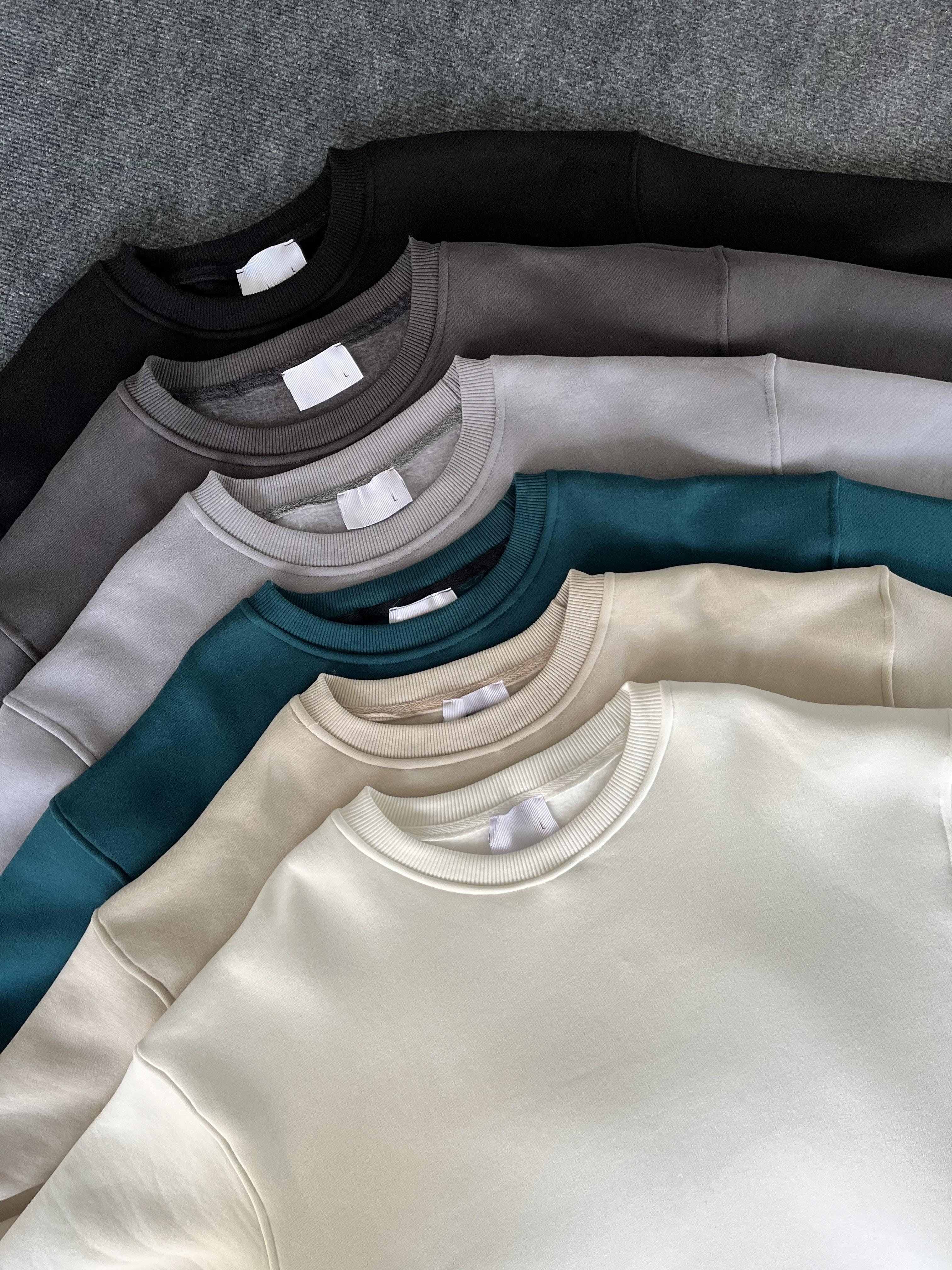 Gri Üç İplik Şardonlu Basic Sweatshirt