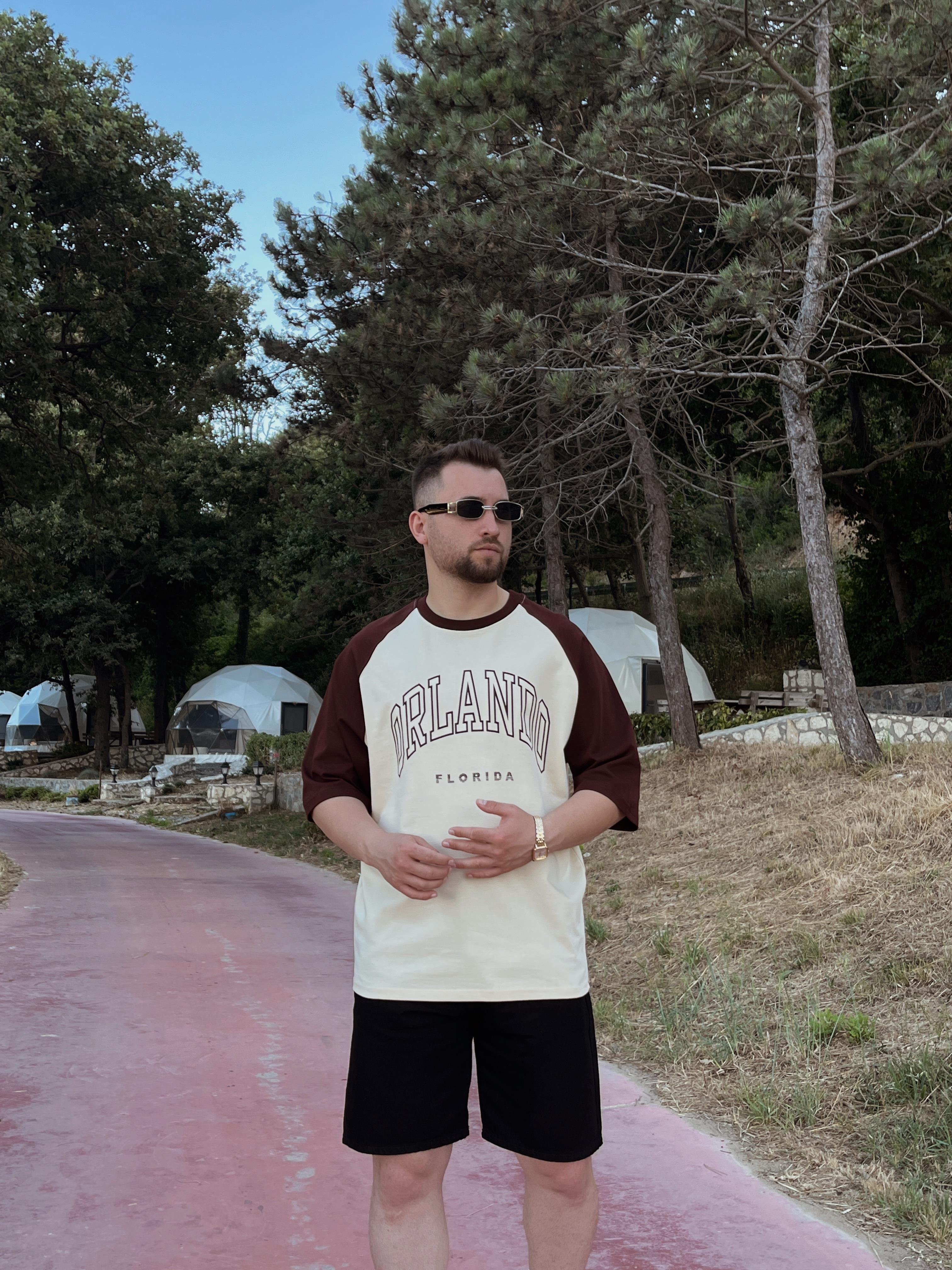 Kahve Orlando Parçalı Oversize T-shirt