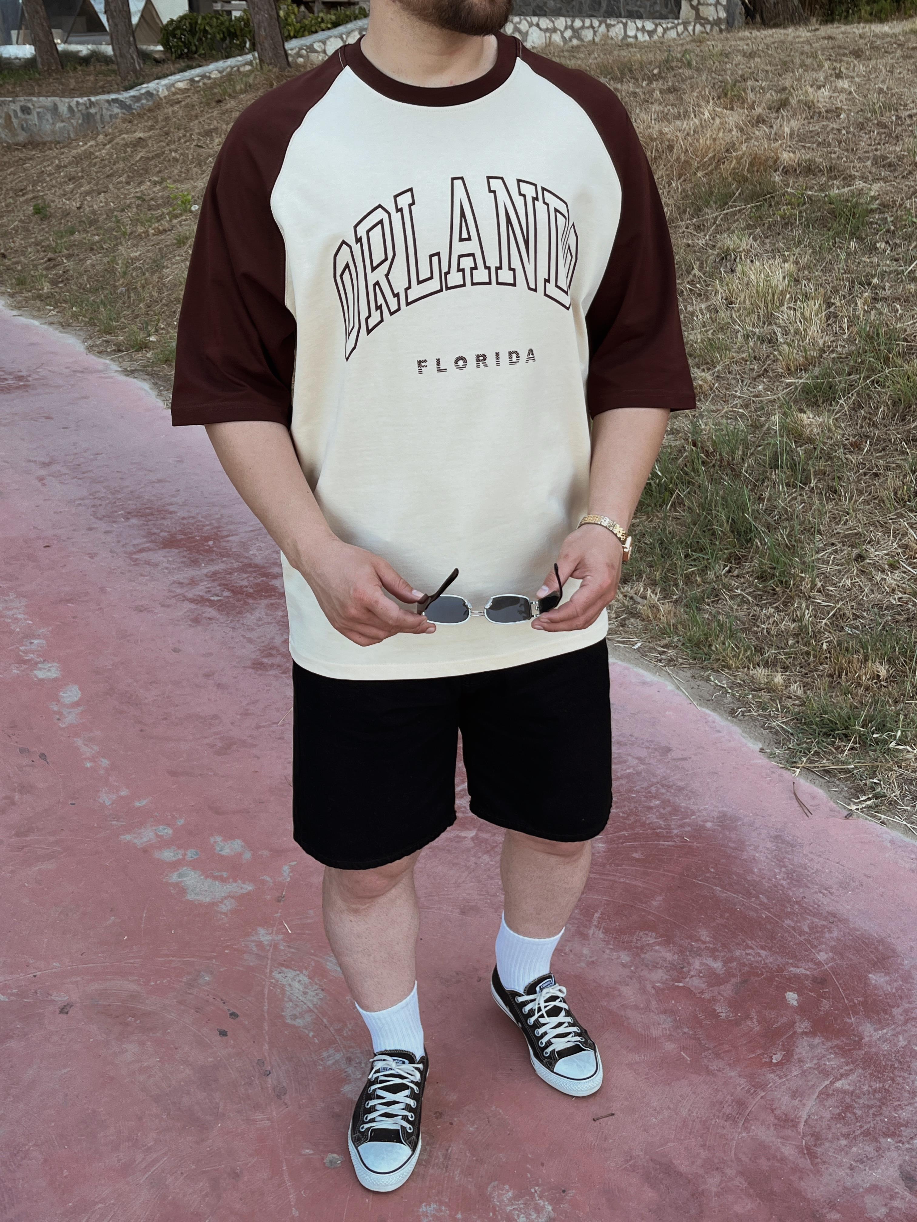 Kahve Orlando Parçalı Oversize T-shirt