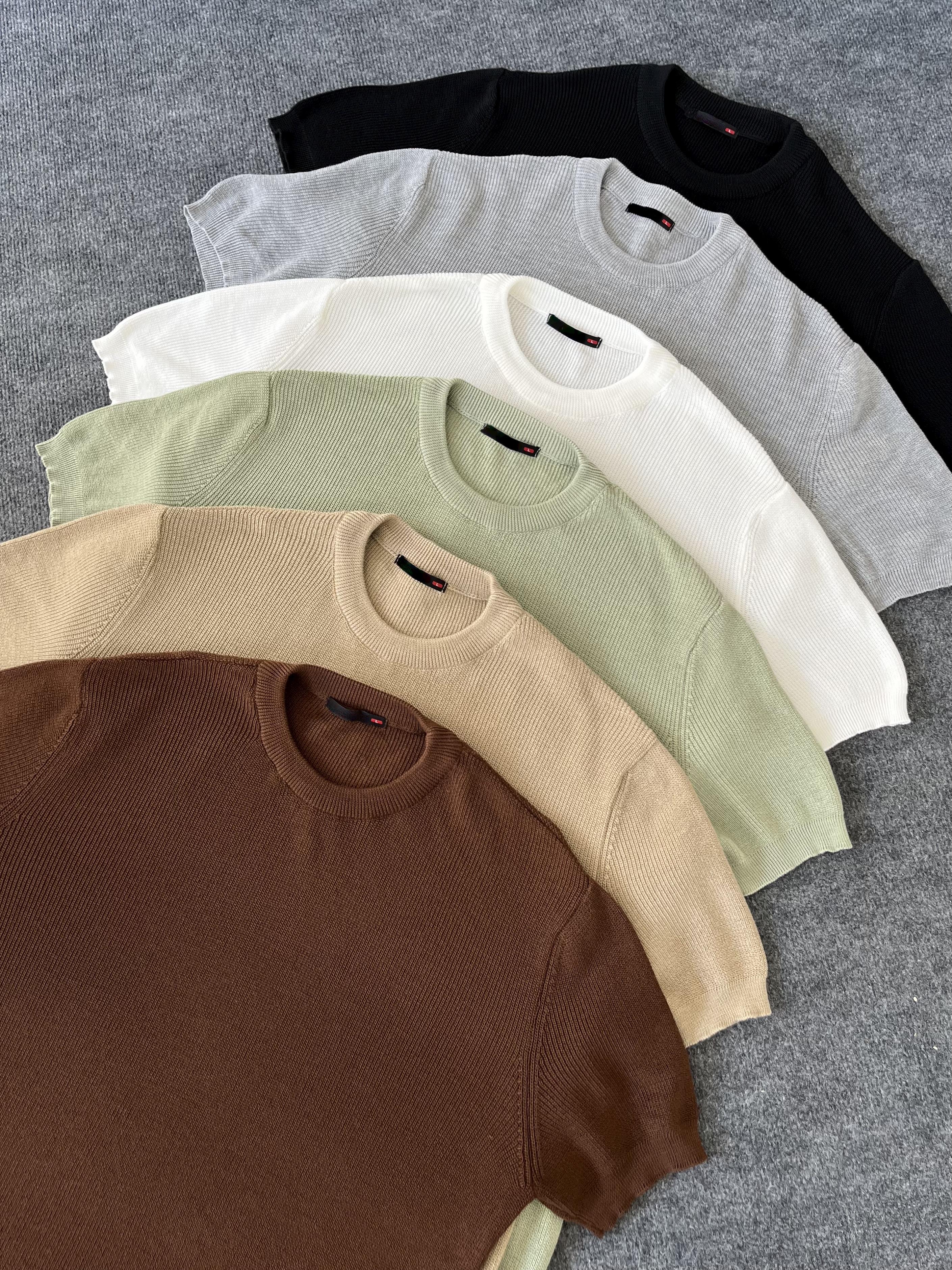 Kahverengi Casual Örme Triko T-shirt
