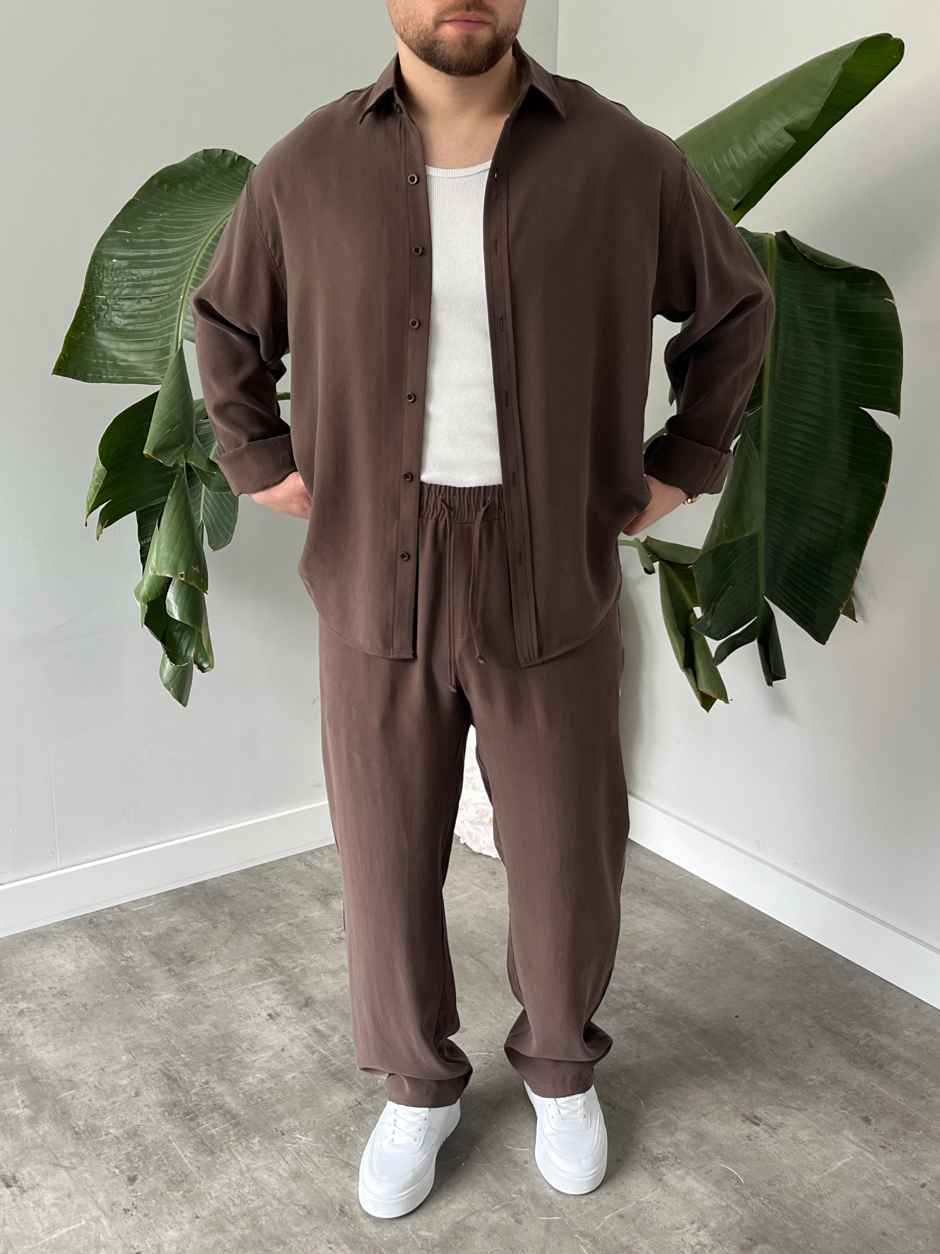 Kahverengi Premium Modal Oversize Takım