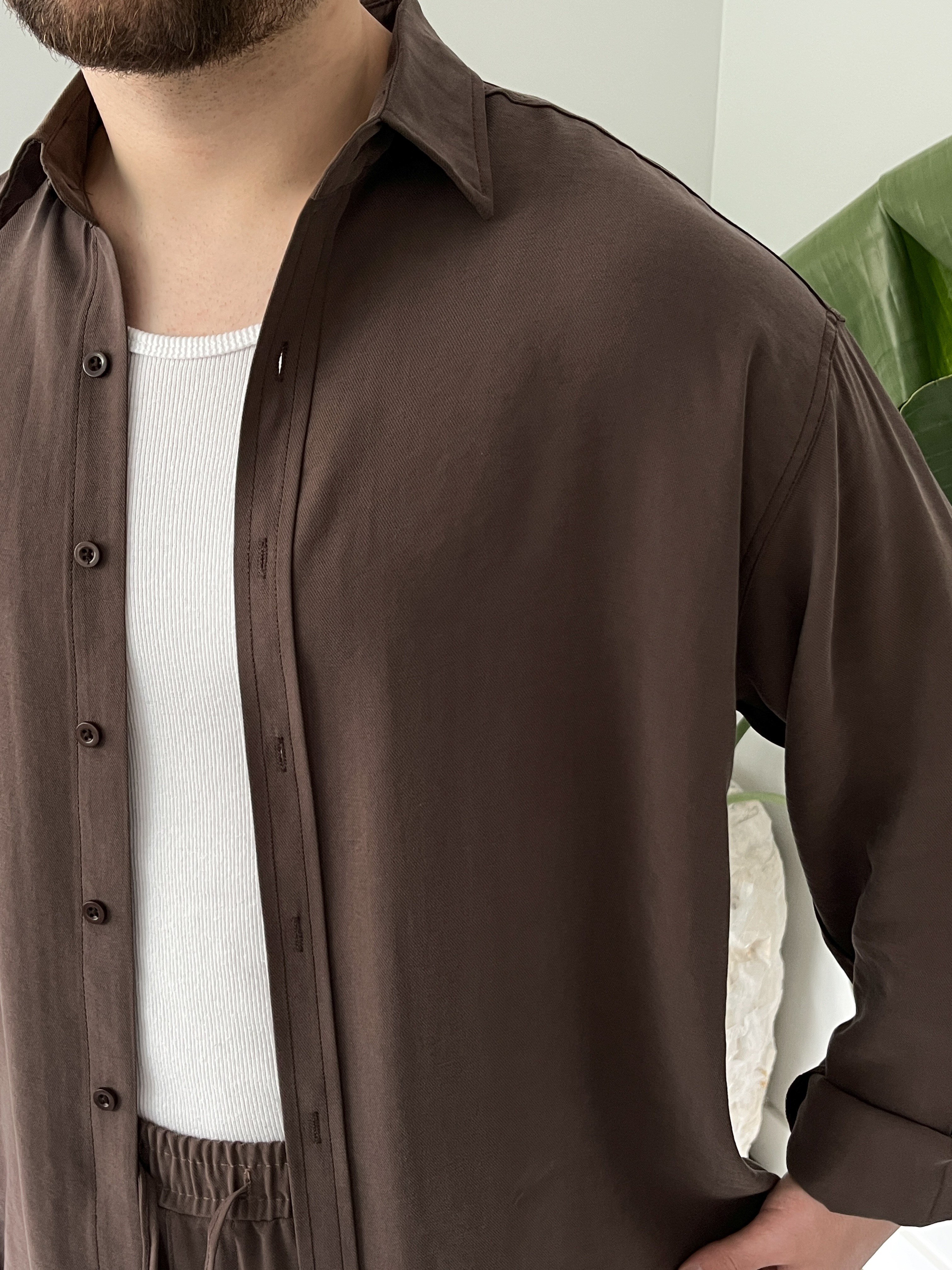 Kahverengi Premium Modal Oversize Takım