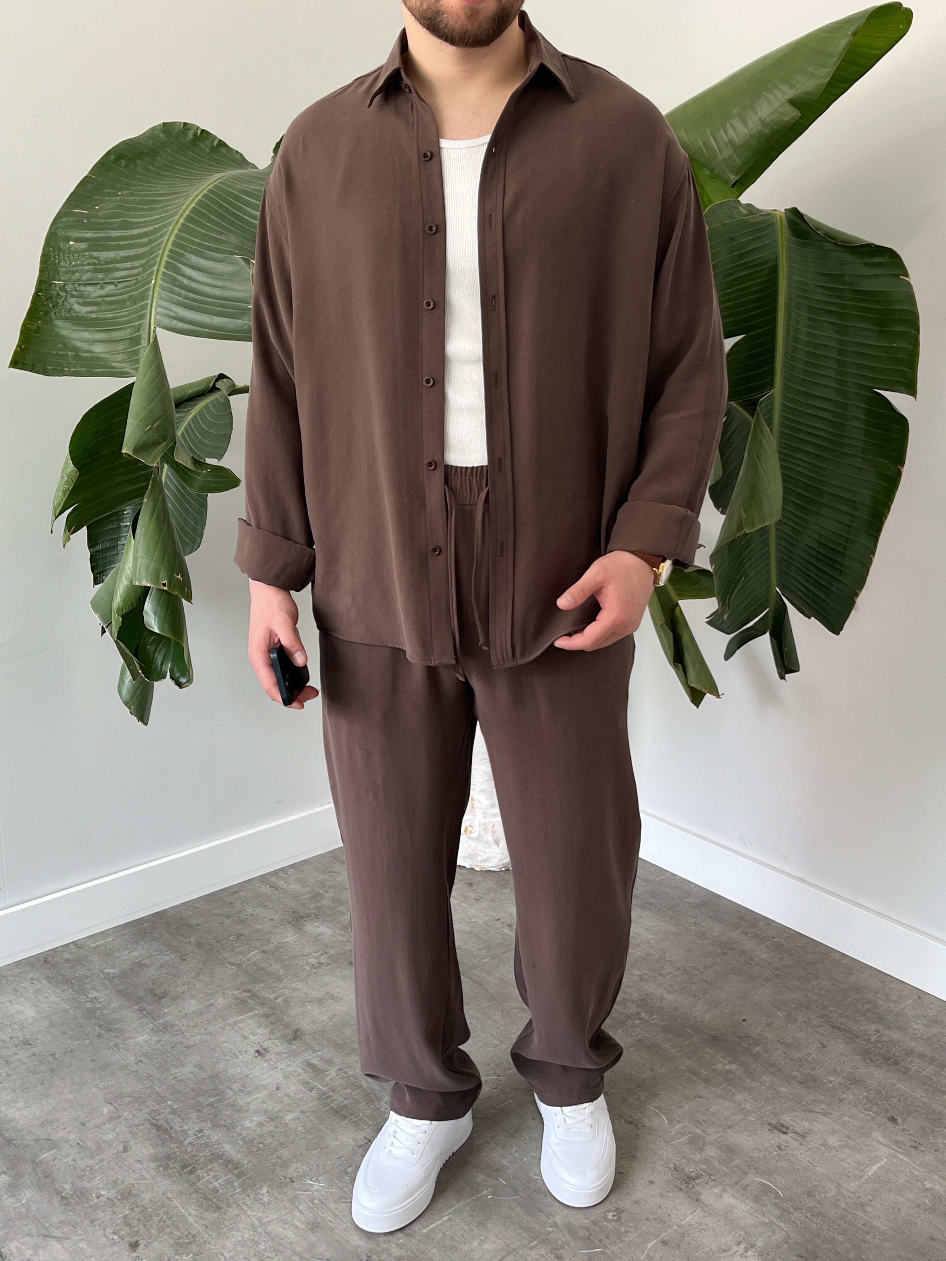 Kahverengi Premium Modal Oversize Takım