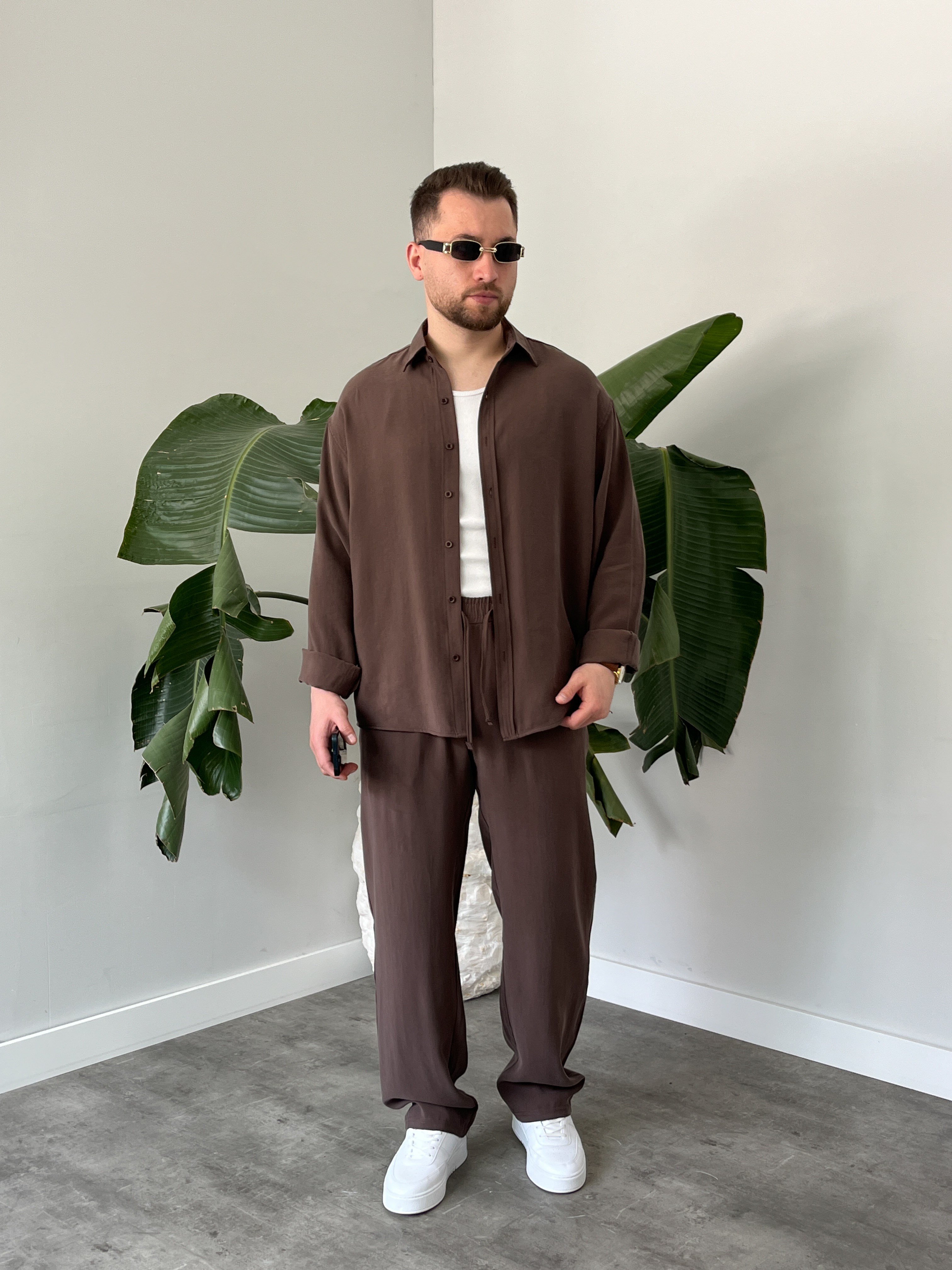 Kahverengi Premium Modal Oversize Takım
