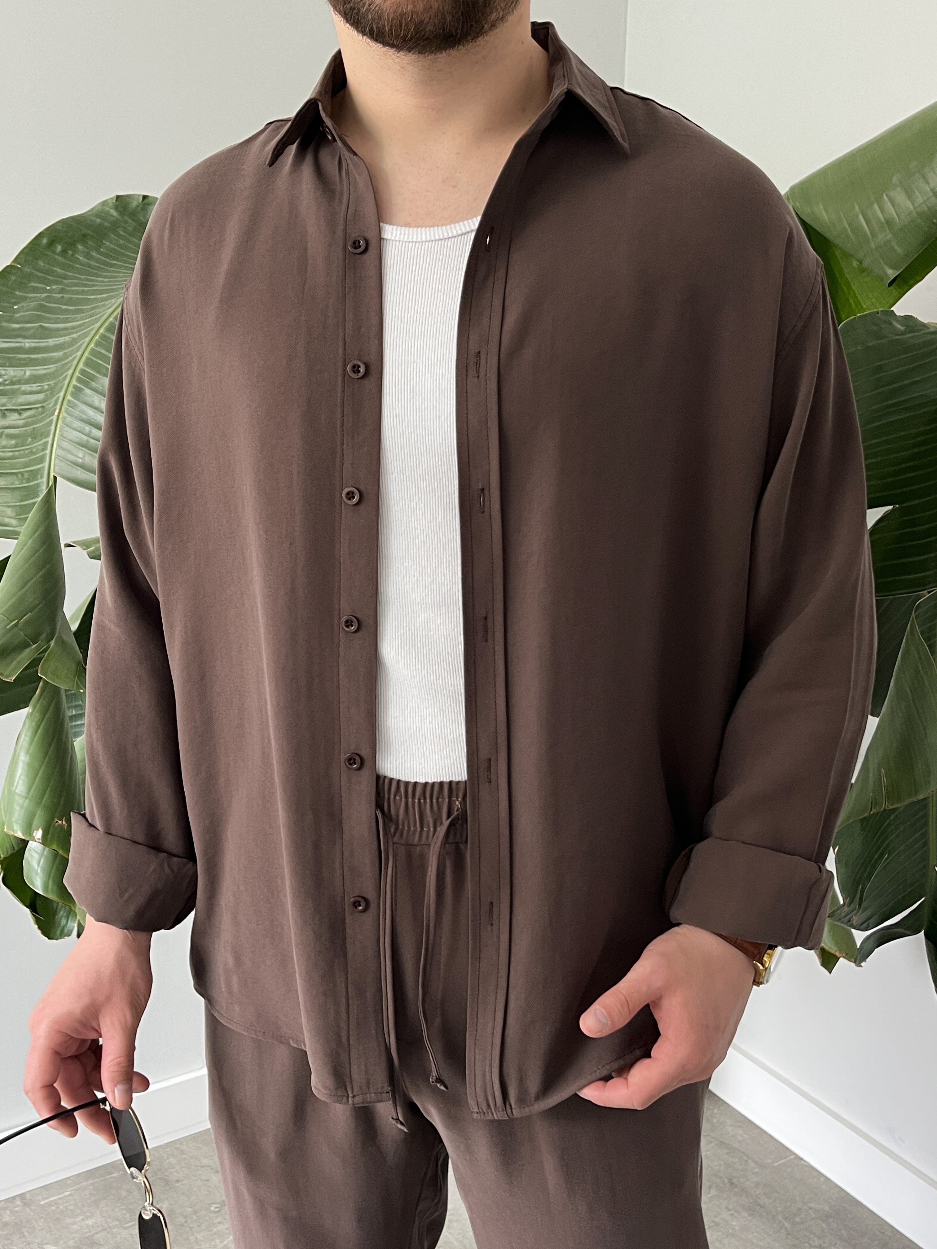 Kahverengi Premium Modal Oversize Takım