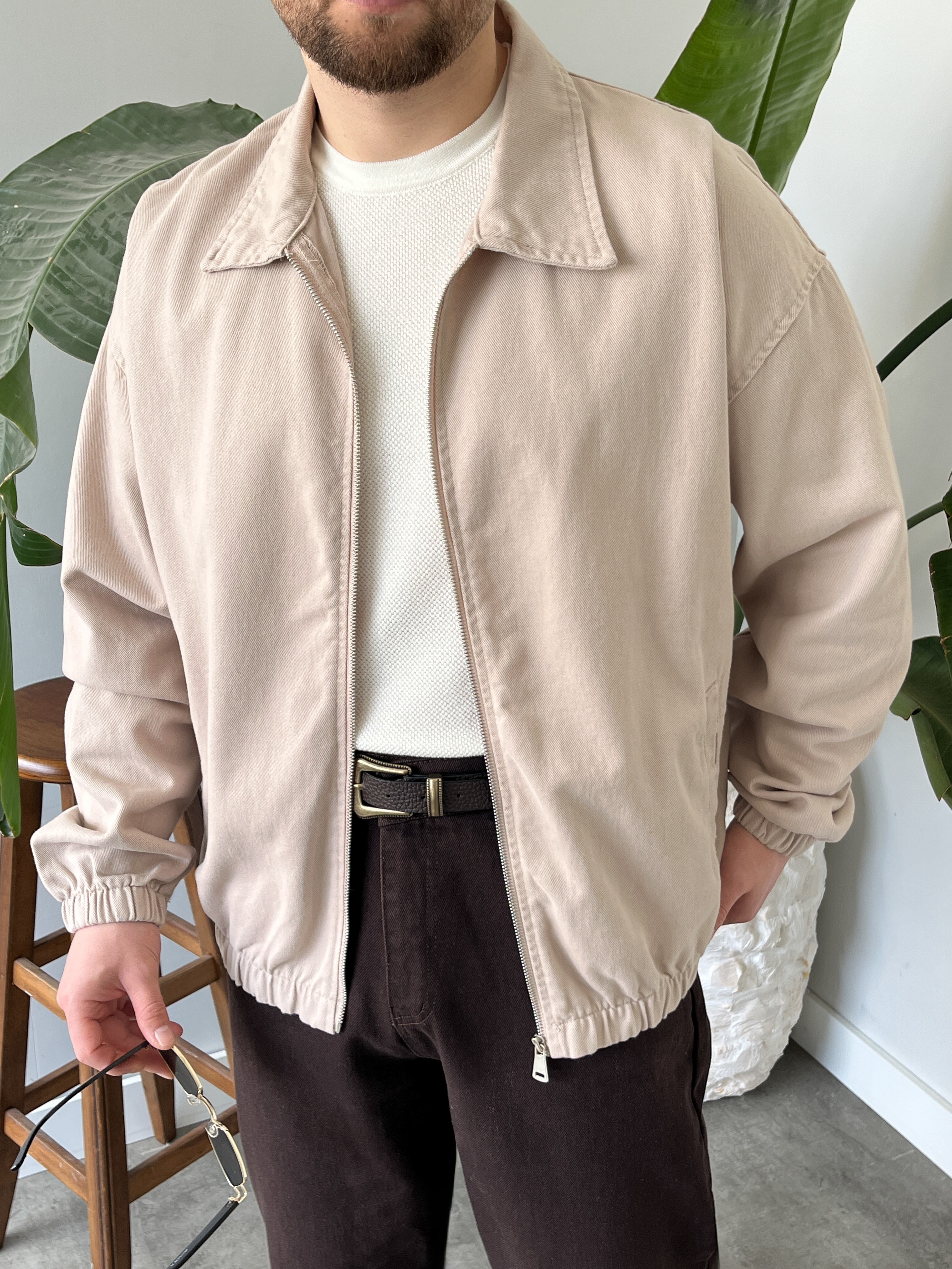 Krem Mevsimlik Oversize Bomber Ceket