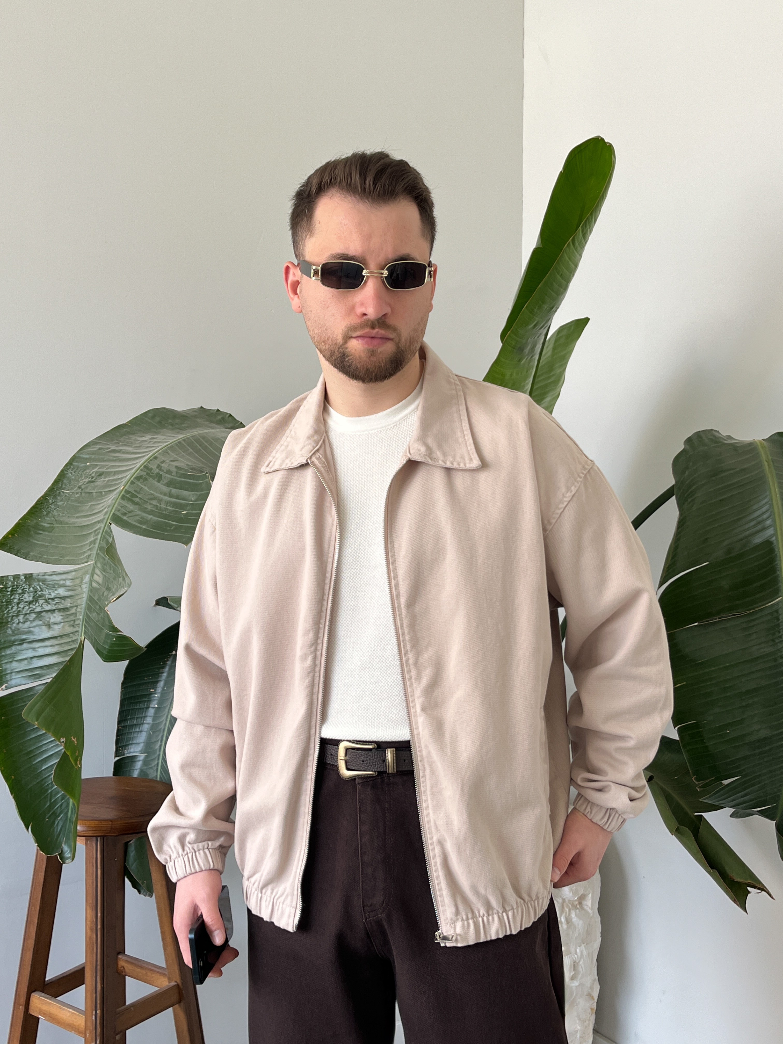 Krem Mevsimlik Oversize Bomber Ceket