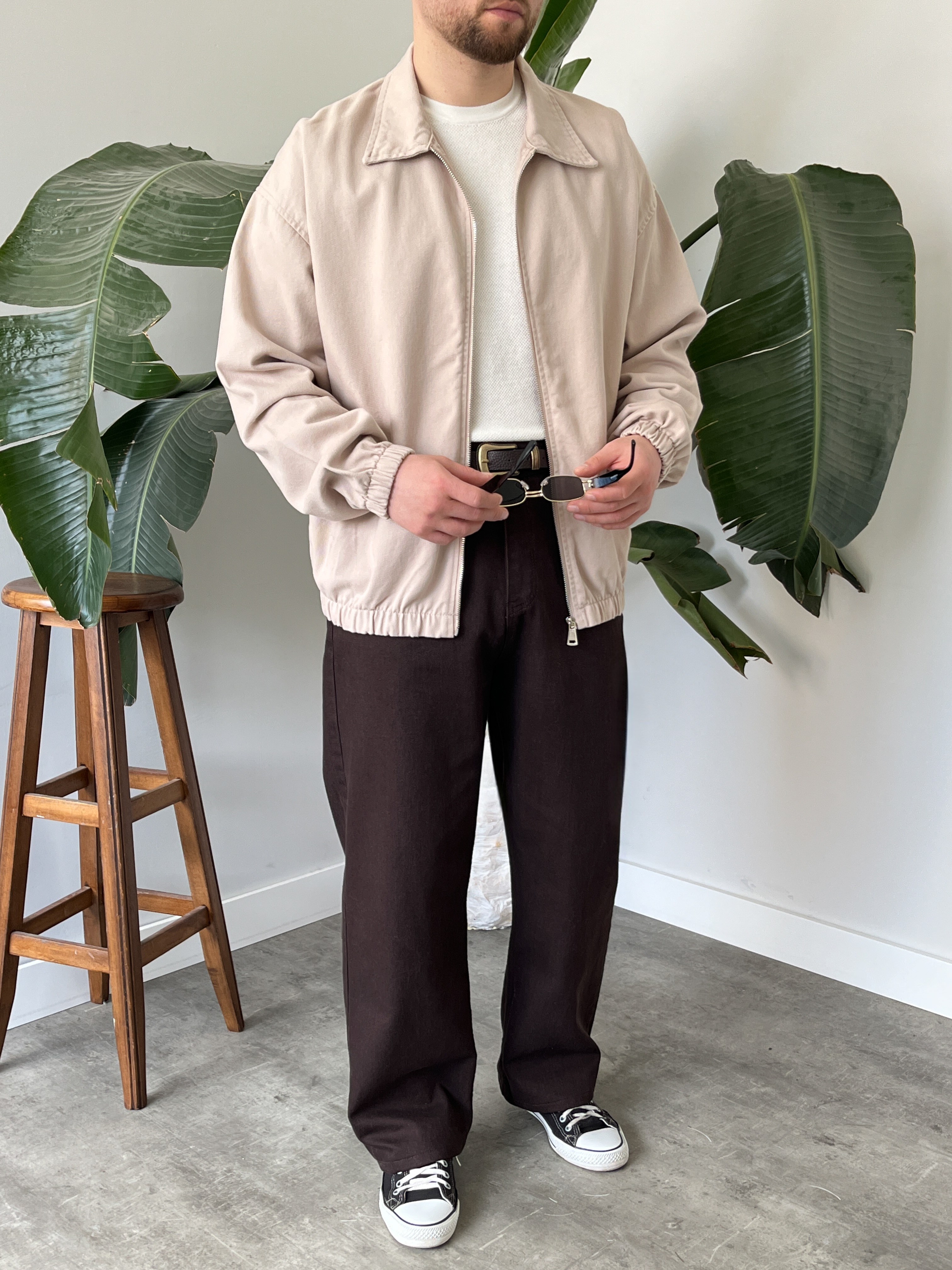 Krem Mevsimlik Oversize Bomber Ceket