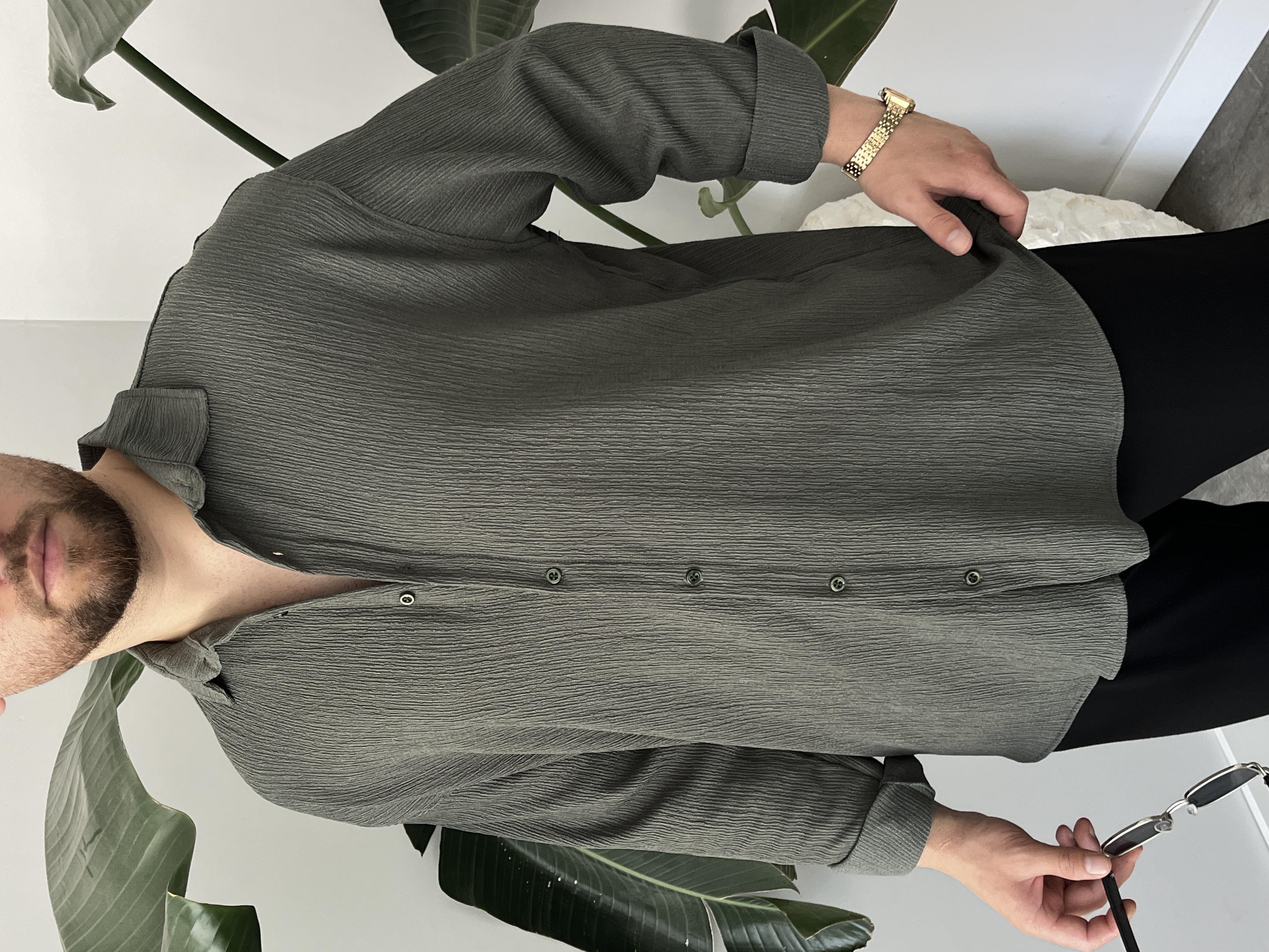Küf Yeşili Seul Kumaş Oversize Gömlek