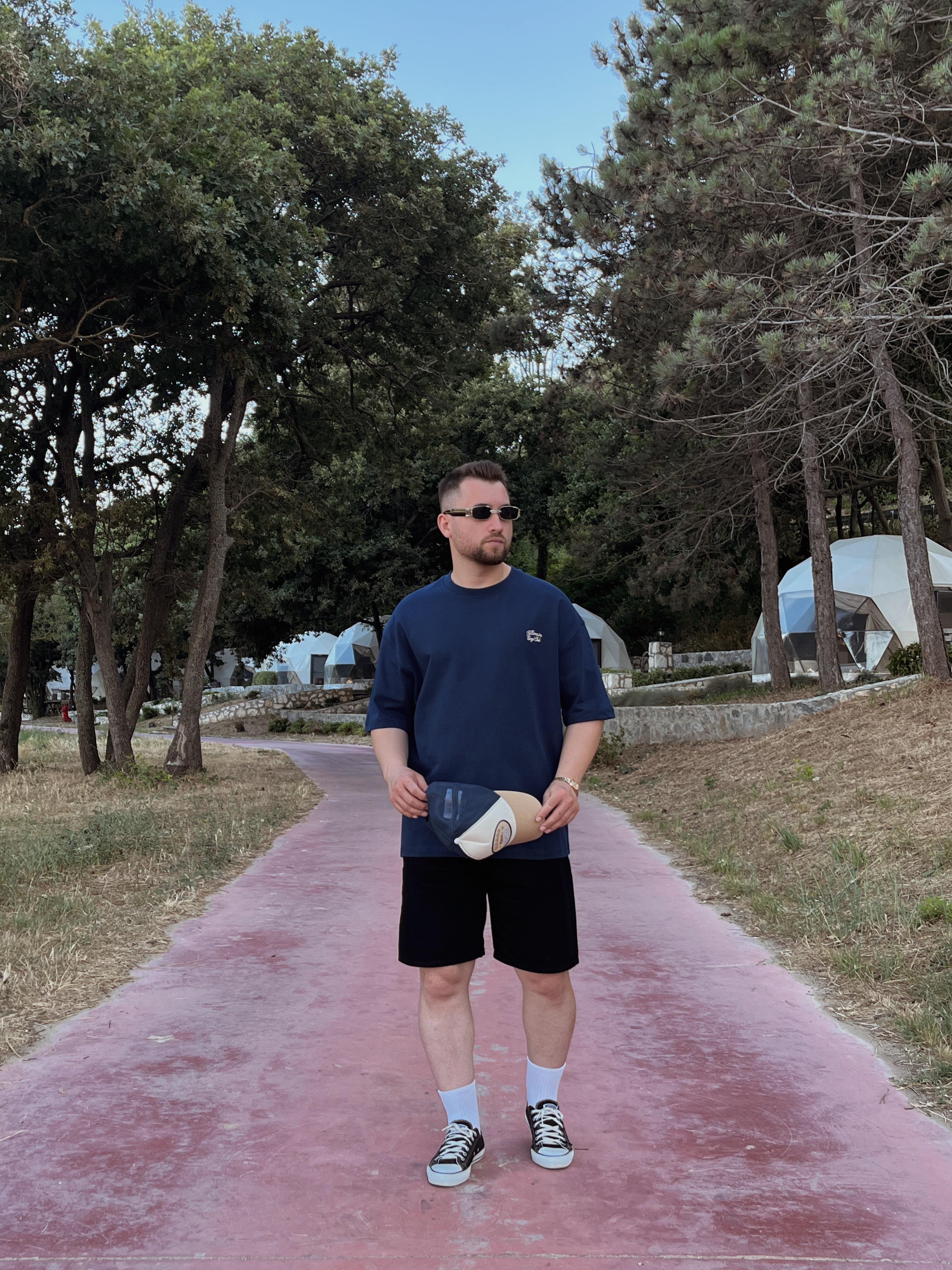 Lacivert Billionaire Boys Nakışlı Oversize T-shirt
