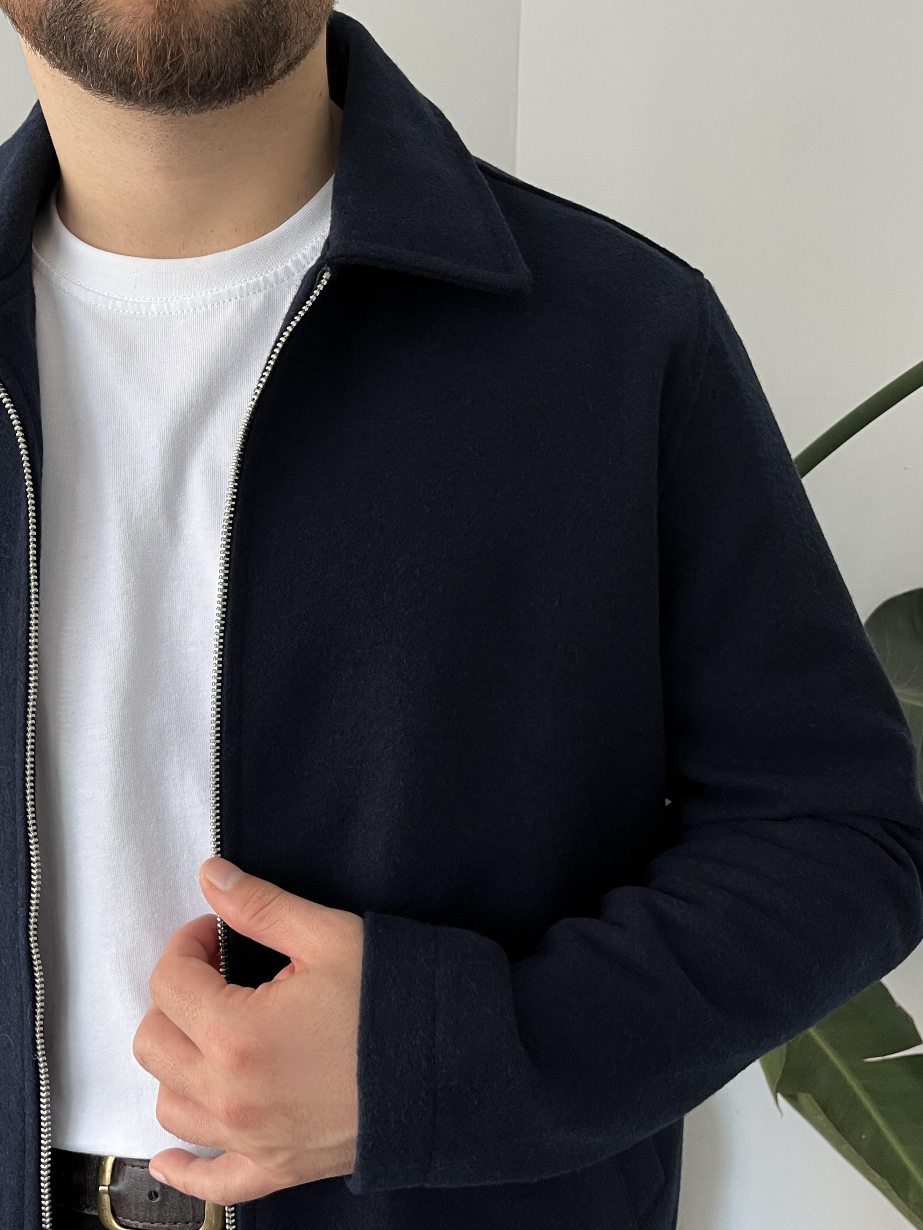 Lacivert Kaşe Casual Ceket