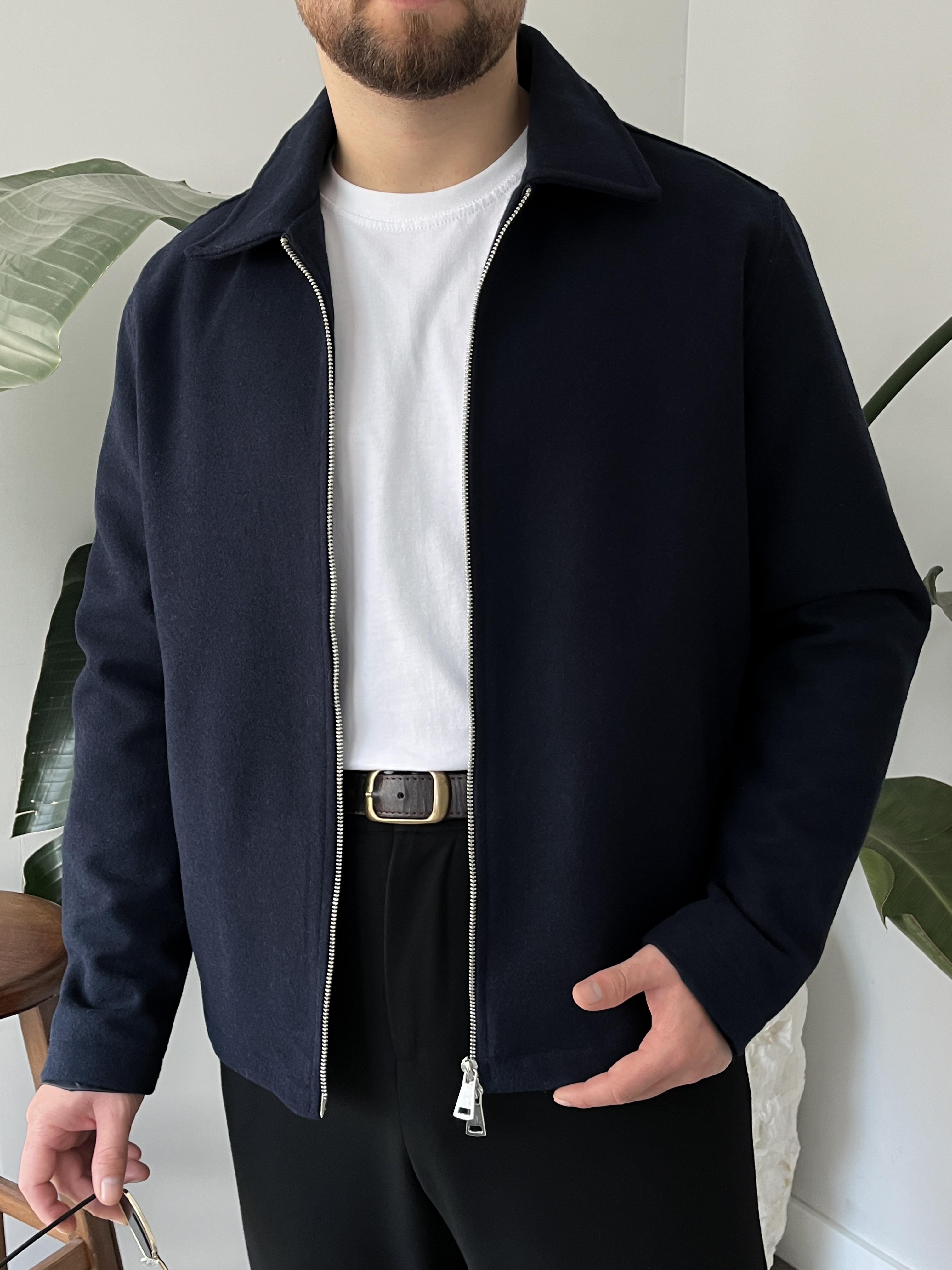 Lacivert Kaşe Casual Ceket