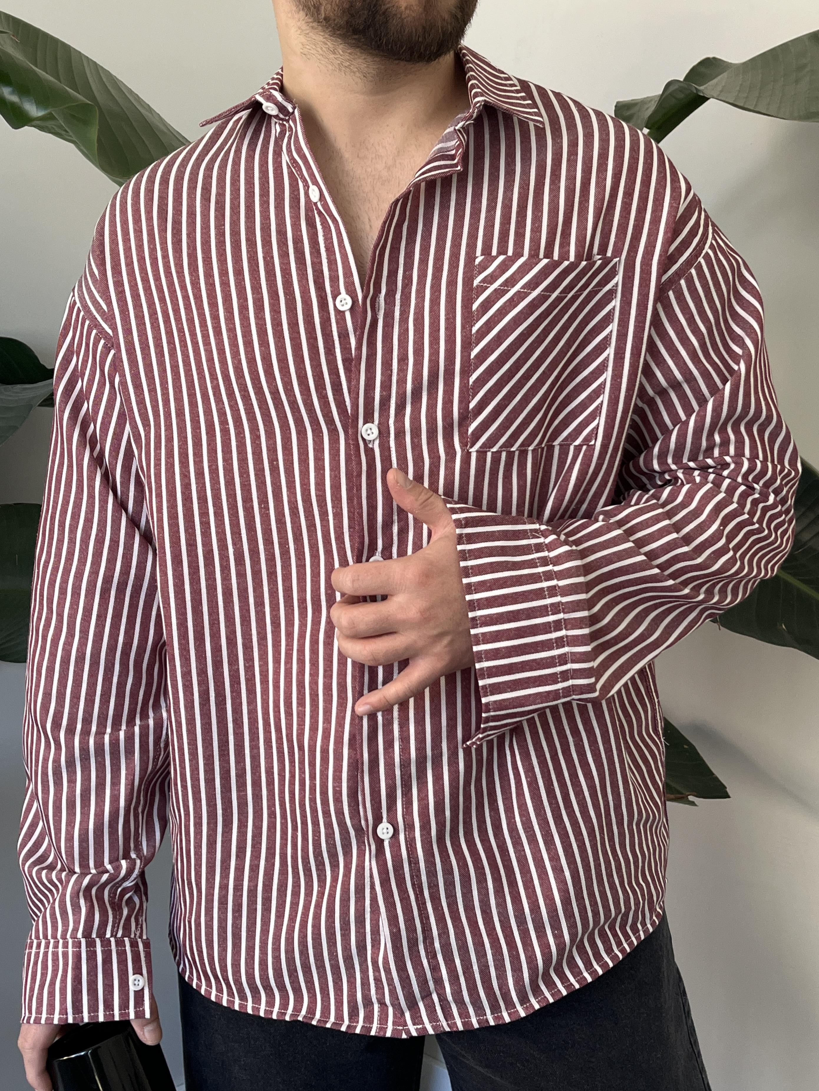 Linea Bordo Çizgili Oversize Gömlek
