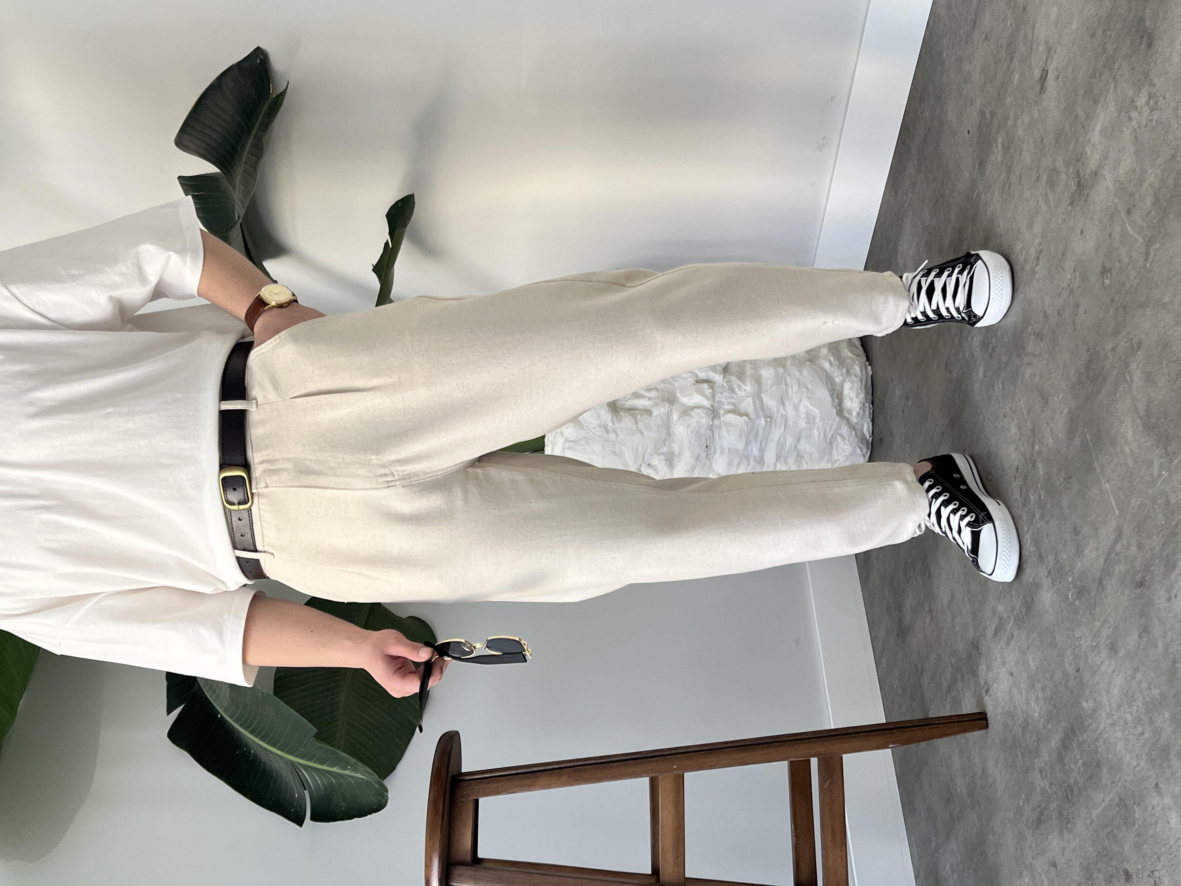 Luca Taş Pileli Keten Boyfriend Pantolon